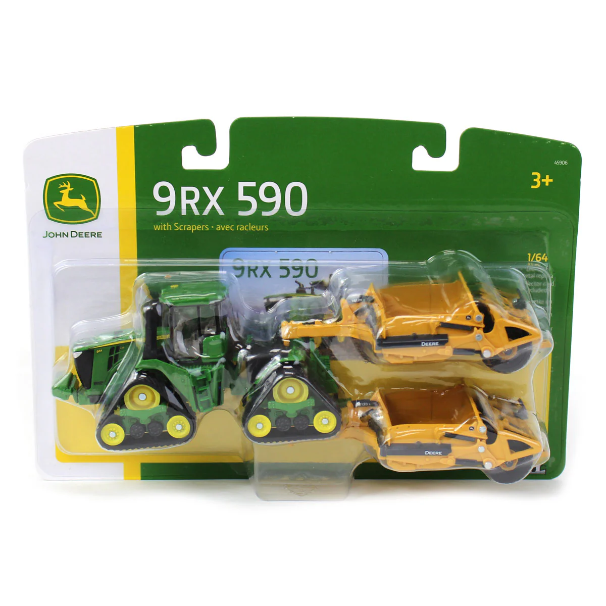 1/64 John Deere 9RX 590 Scraper Special Tractor with (2) 1812DC Scrapers by ERTL - Image 7