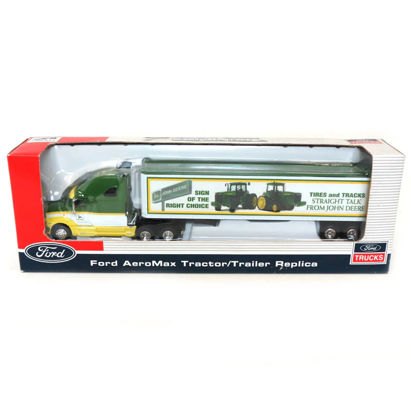1/64 John Deere Ford Aeromax Semi Truck with John Deere "Sign of the Right Choice" Box Trailer by SpecCast