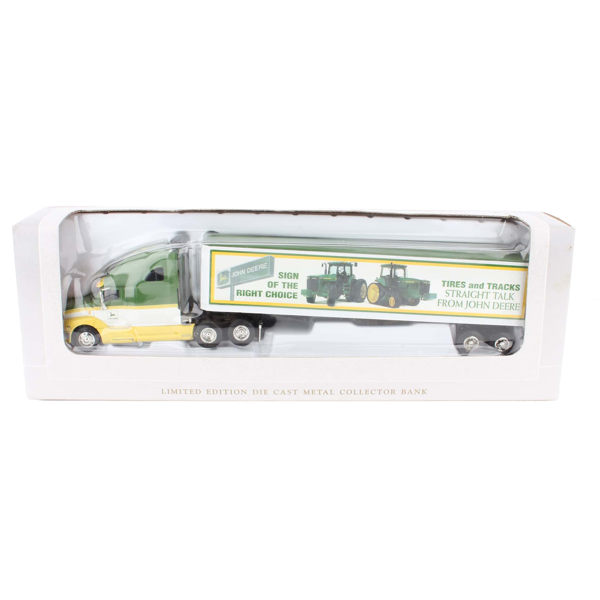 1/64 John Deere Freightliner C120 Semi with Sign of the Right Choice Box Trailer Bank by SpecCast