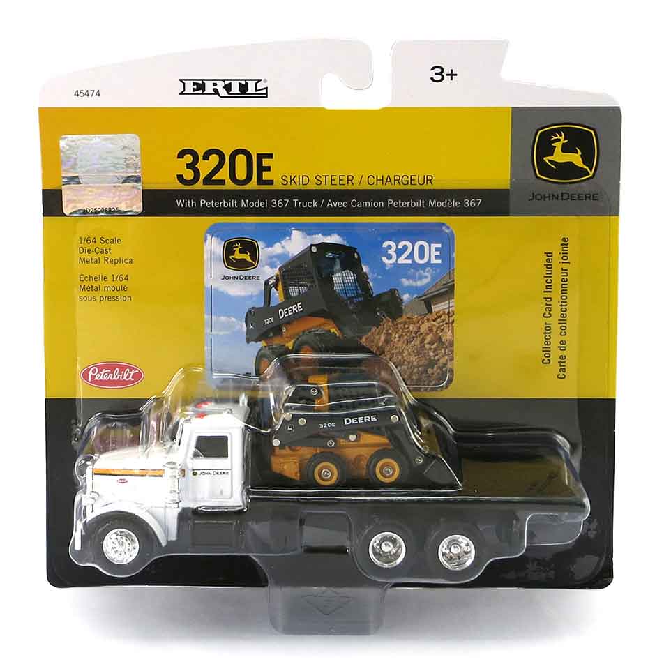 1/64 John Deere Peterbilt Flatbed Truck with 320E Skid Steer - Image 4
