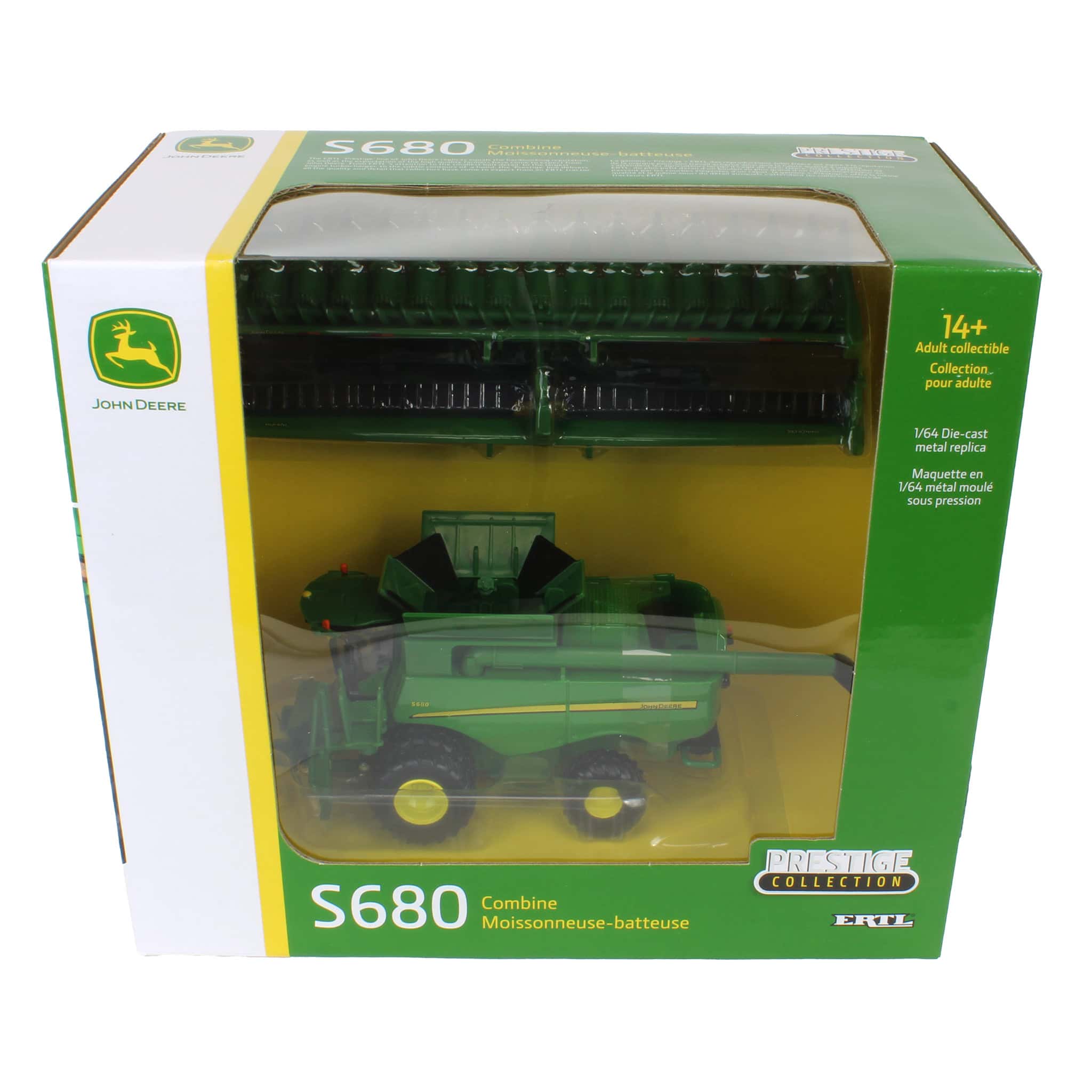 1/64 John Deere S680 Combine with Corn Head & Grain Head, ERTL Prestige Collection - Image 12