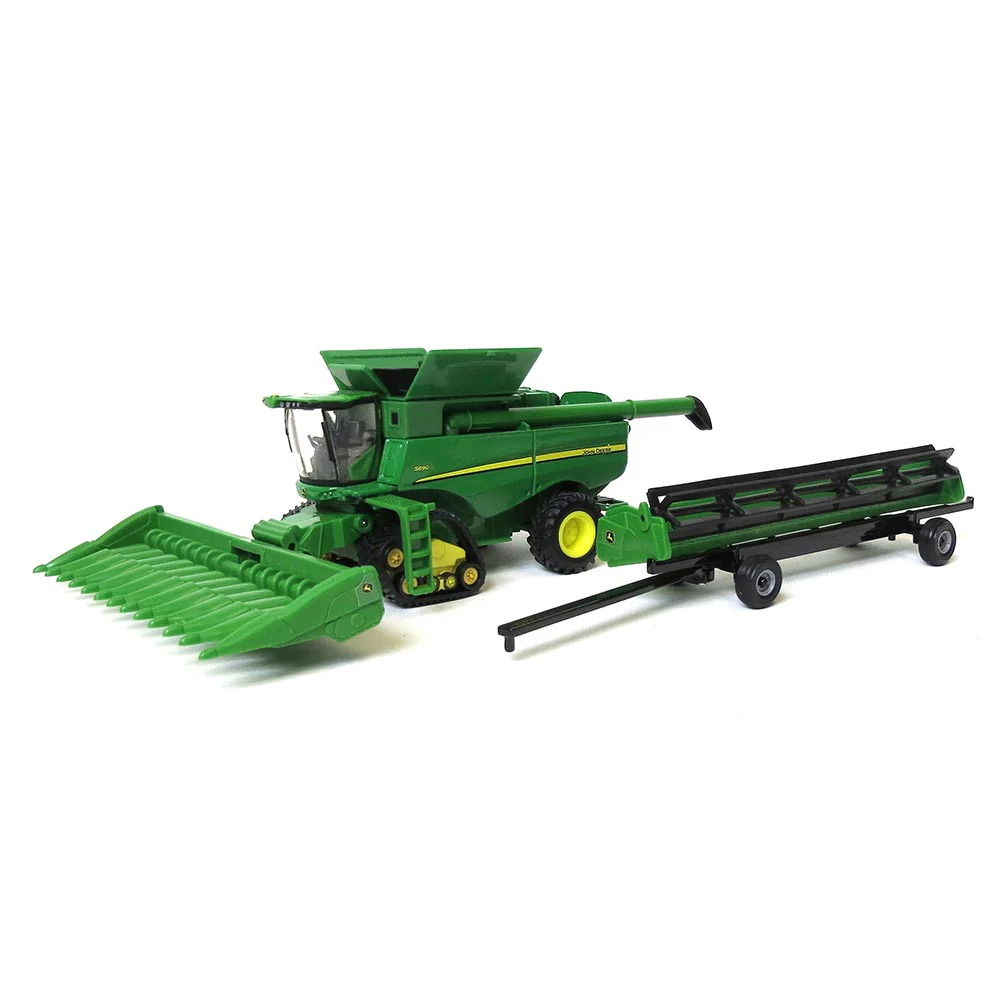 1/64 John Deere S690 Tracked Combine with Corn Head, Grain Head & Cart - Image 2