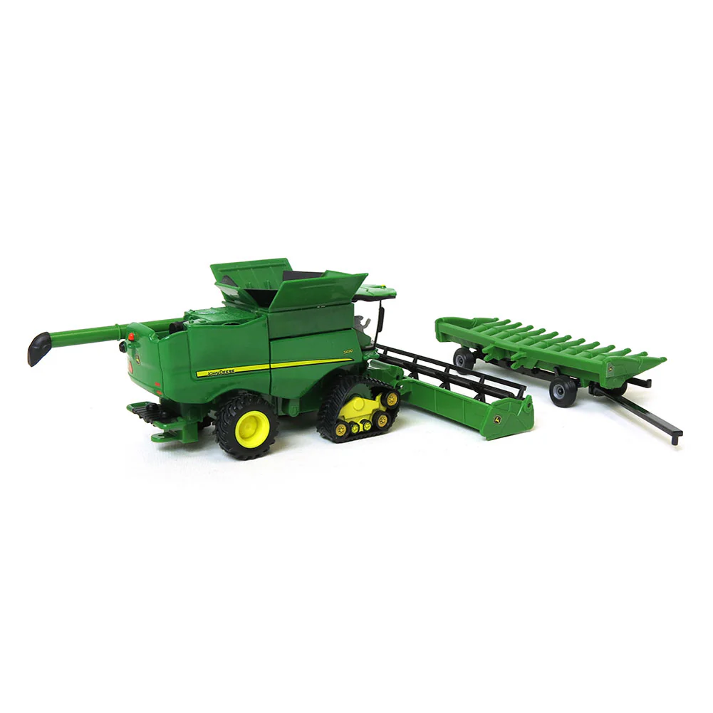 1/64 John Deere S690 Tracked Combine with Corn Head, Grain Head & Cart - Image 3