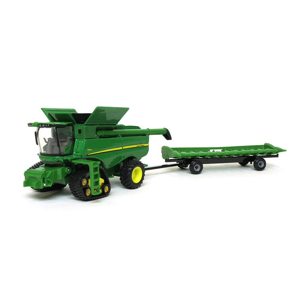 1/64 John Deere S690 Tracked Combine with Corn Head, Grain Head & Cart - Image 4