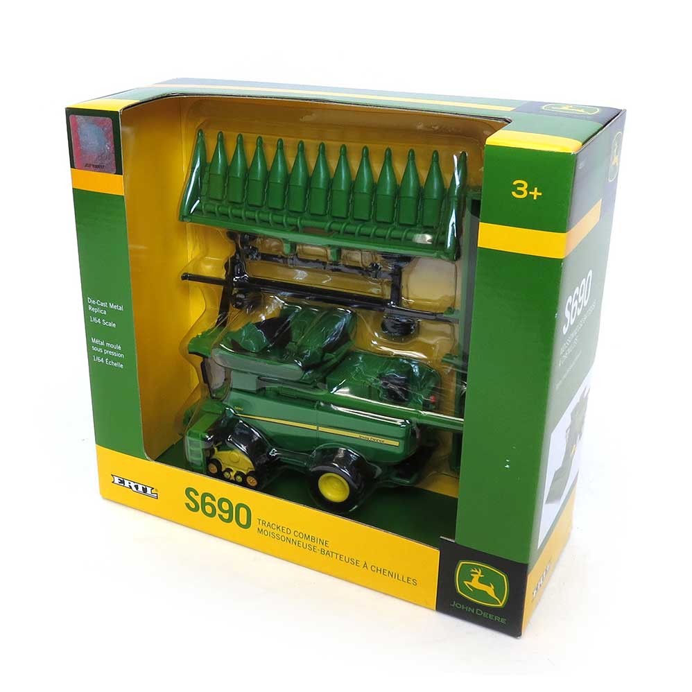 1/64 John Deere S690 Tracked Combine with Corn Head, Grain Head & Cart - Image 8
