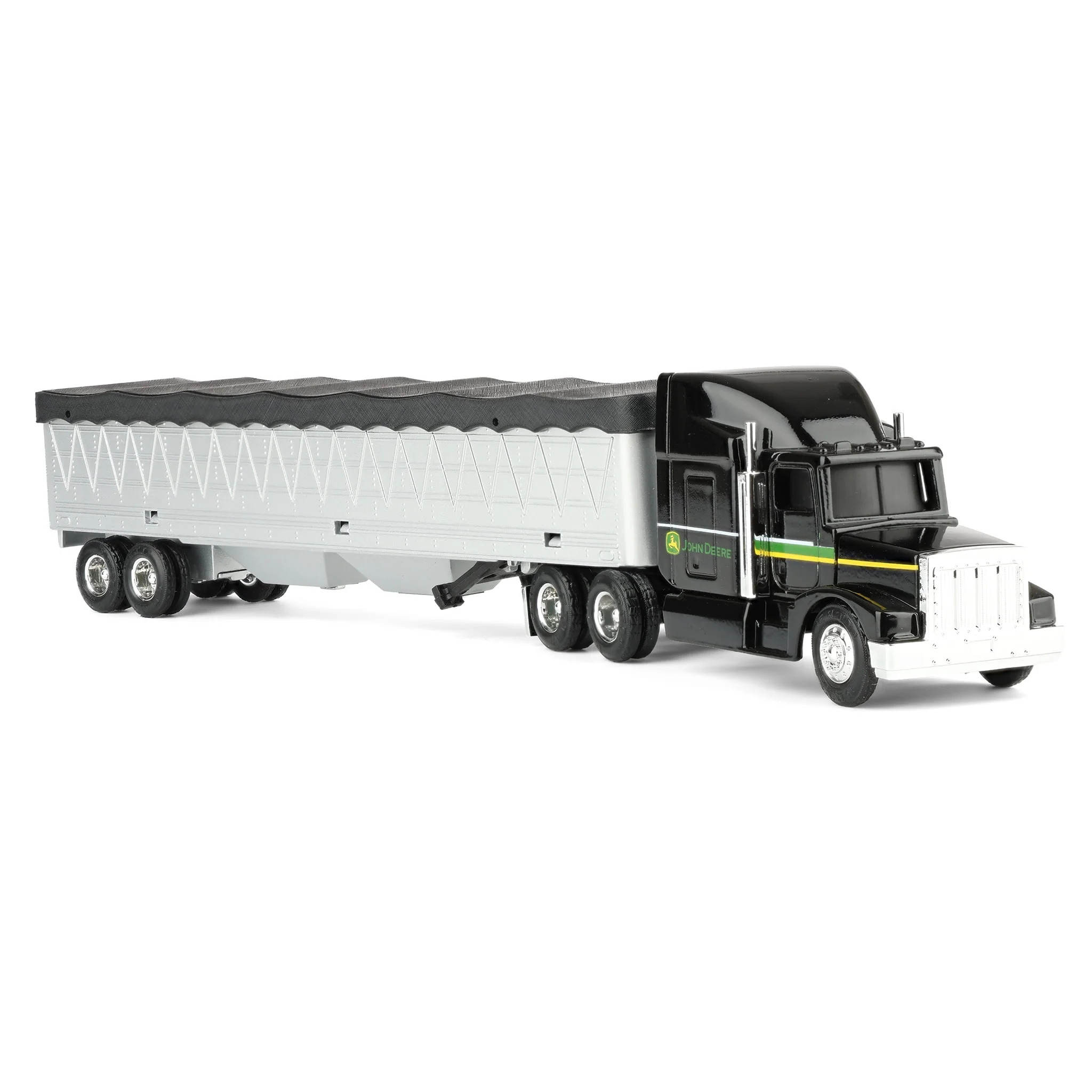 1/64 John Deere Black Semi Truck with Grain Trailer, ERTL Replica Play - Image 2
