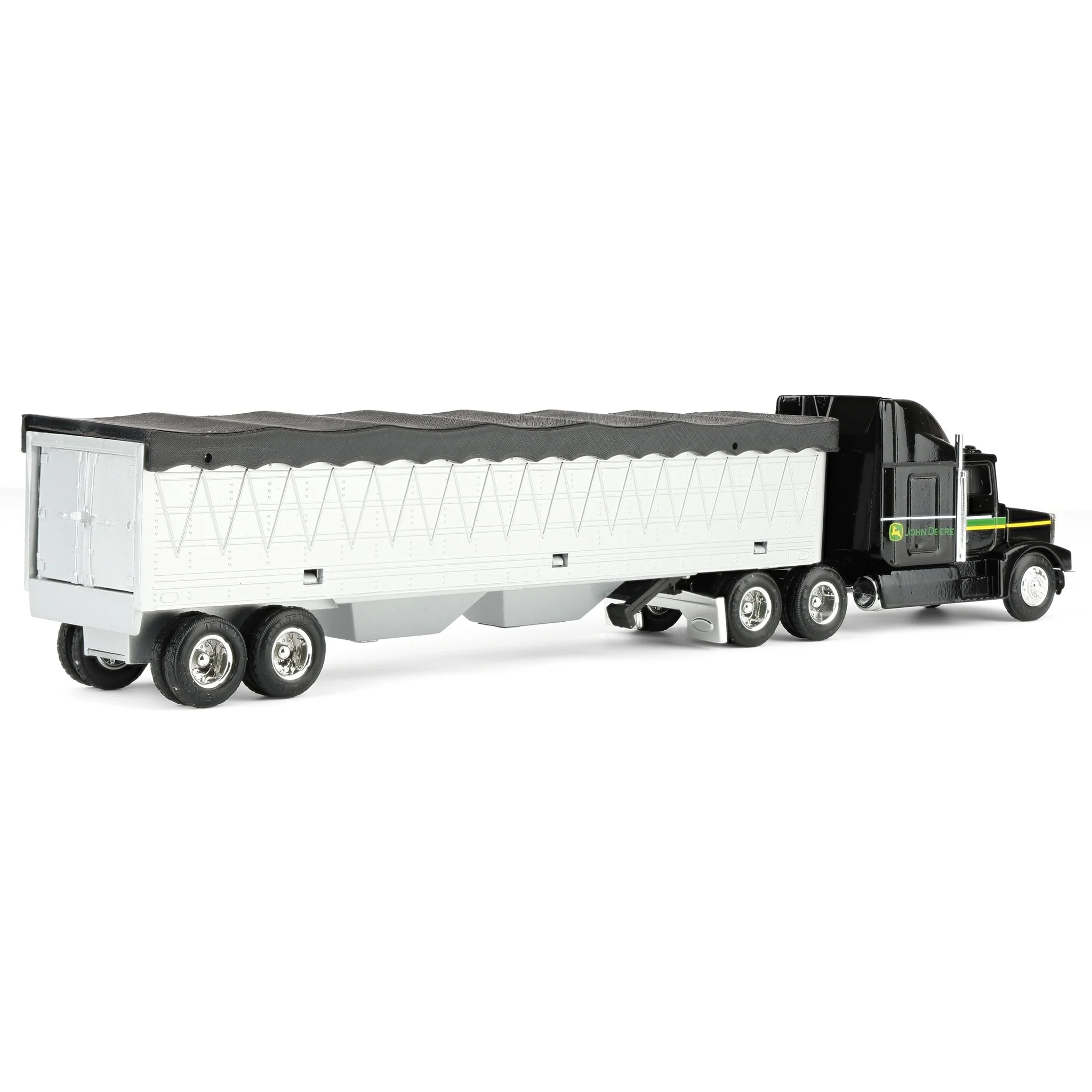 1/64 John Deere Black Semi Truck with Grain Trailer, ERTL Replica Play - Image 3