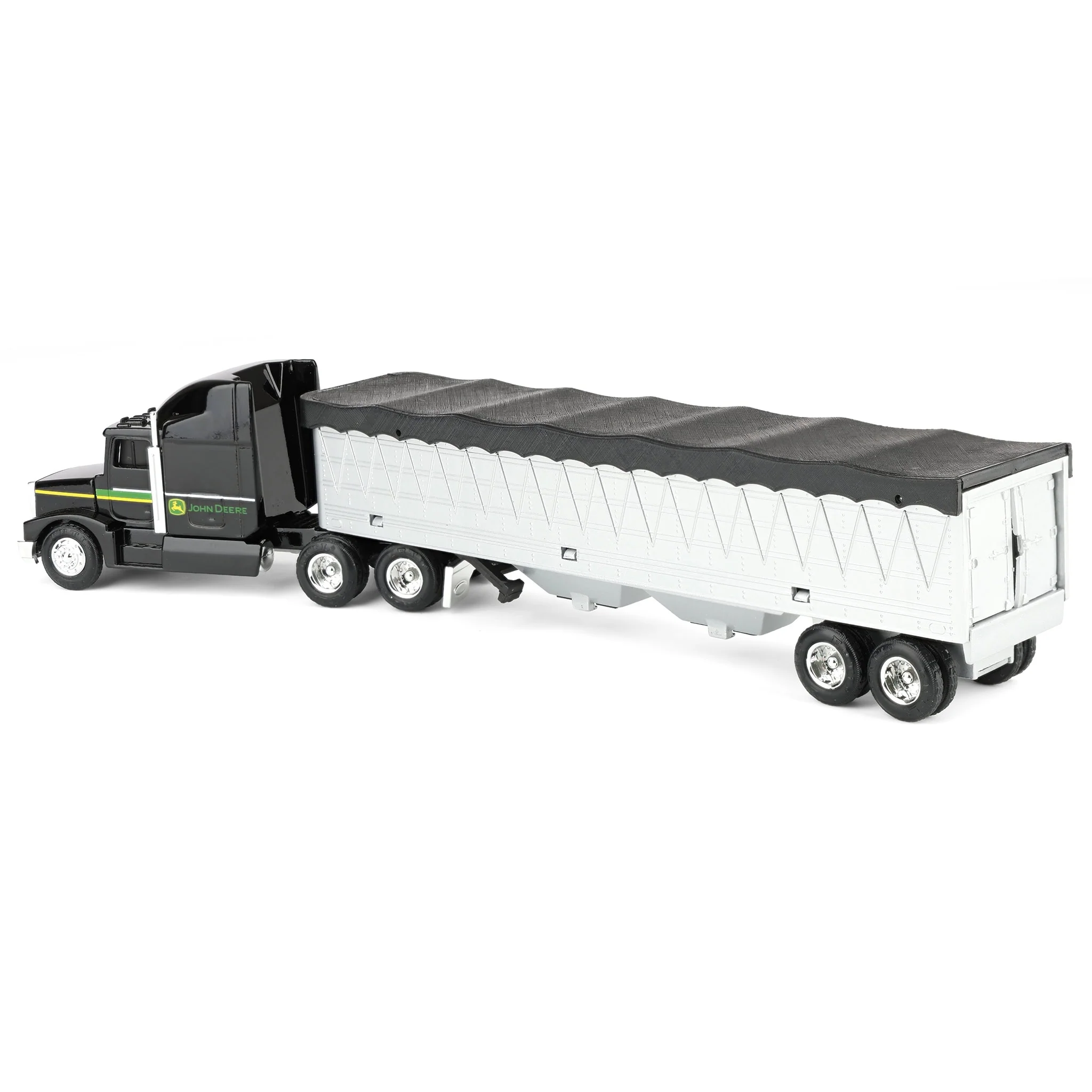 1/64 John Deere Black Semi Truck with Grain Trailer, ERTL Replica Play - Image 4