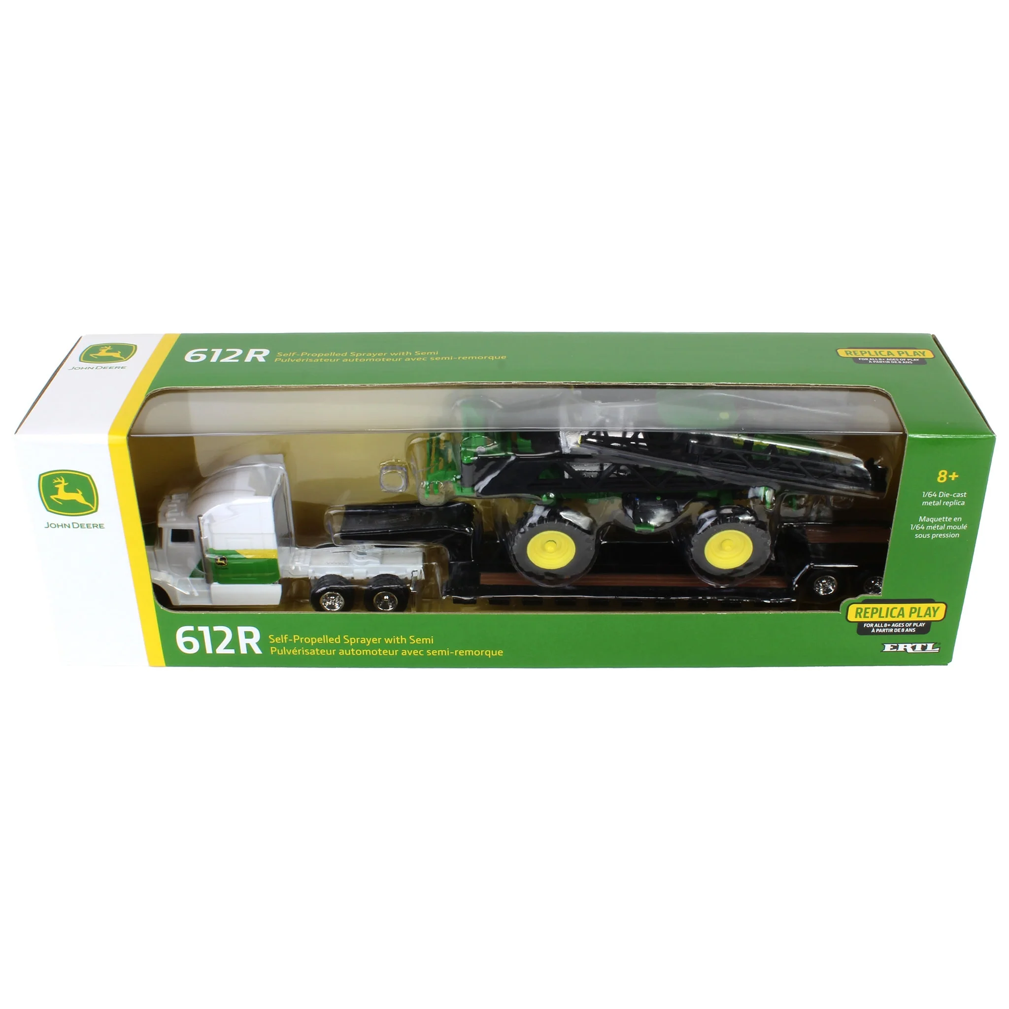 1/64 John Deere 612R Sprayer with Semi Truck & Lowboy Trailer, ERTL Replica Play - Image 7