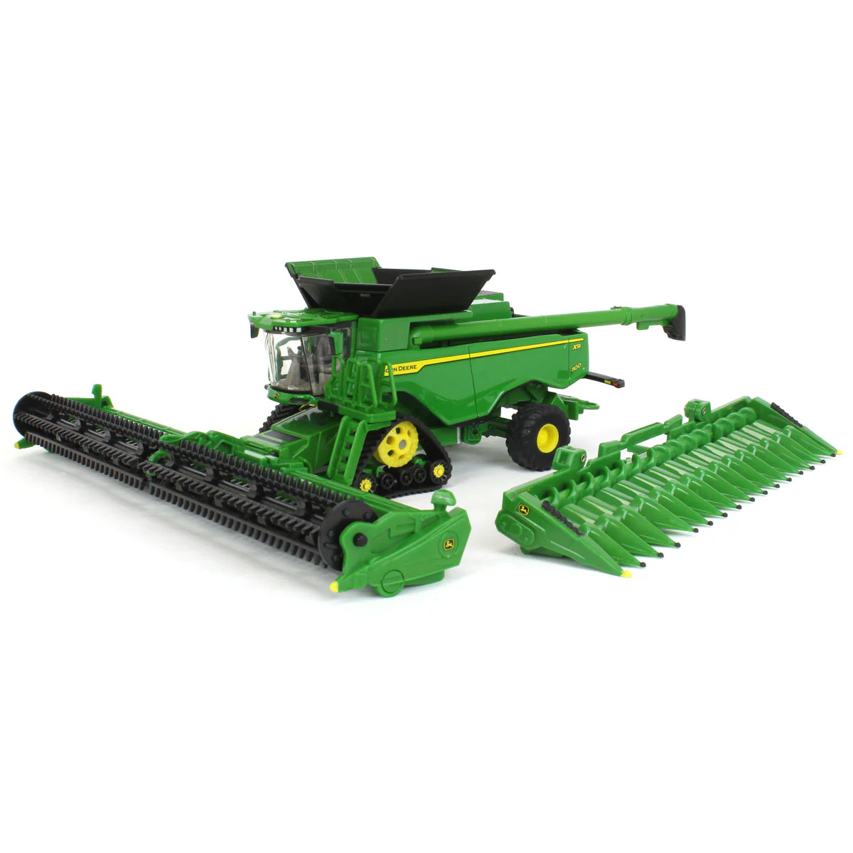 1/64 John Deere X9 1100 Combine with Front Tracks, Draper Head & Corn Head, ERTL Prestige Collection