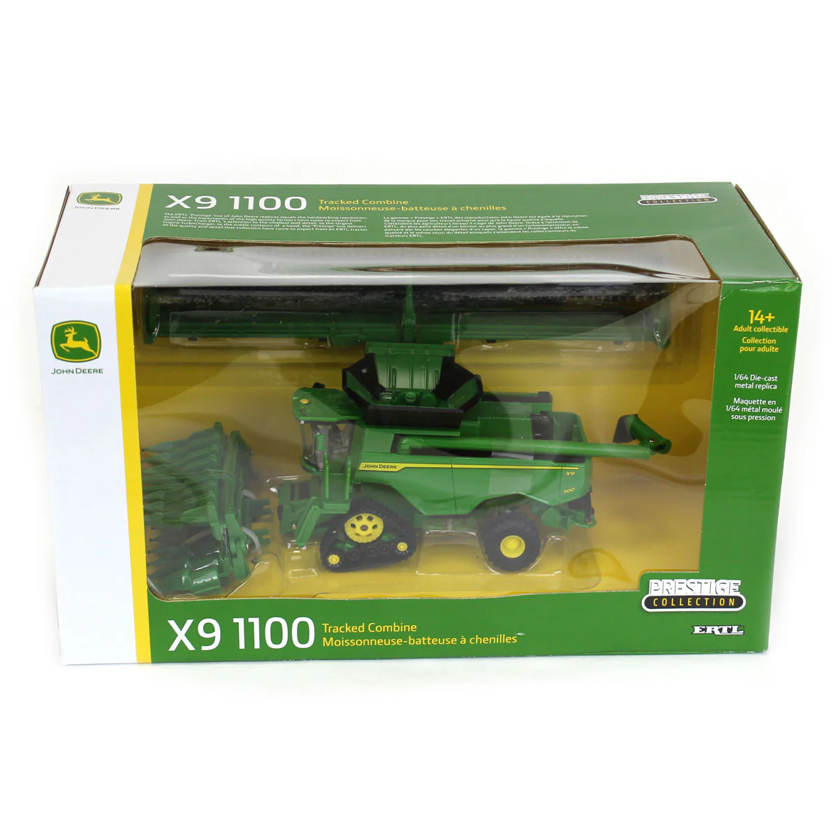 1/64 John Deere X9 1100 Combine with Front Tracks, Draper Head & Corn Head, ERTL Prestige Collection - Image 11