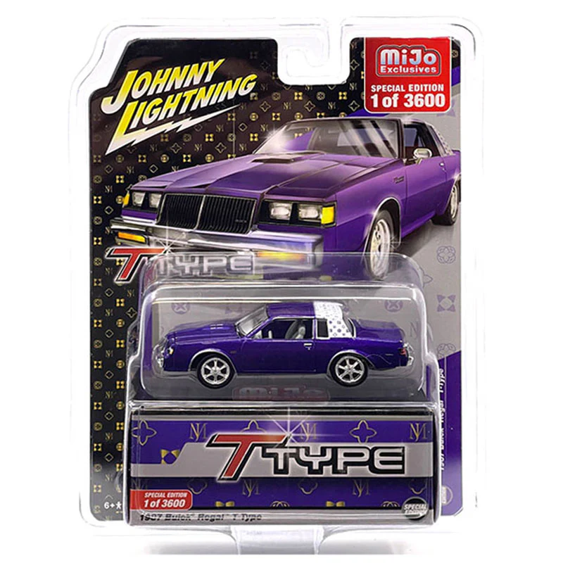 1/64 Johnny Lightning 1987 Buick Regal T-Type Custom, Metallic Purple with White Top, Mijo Exclusive - Image 2