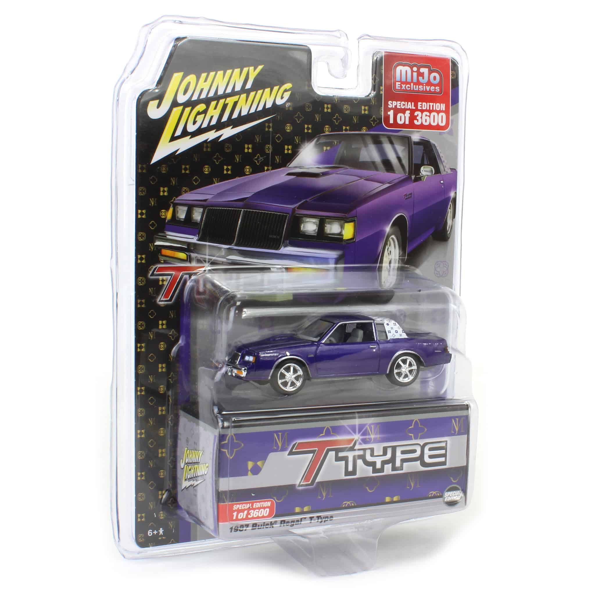 1/64 Johnny Lightning 1987 Buick Regal T-Type Custom, Metallic Purple with White Top, Mijo Exclusive - Image 3