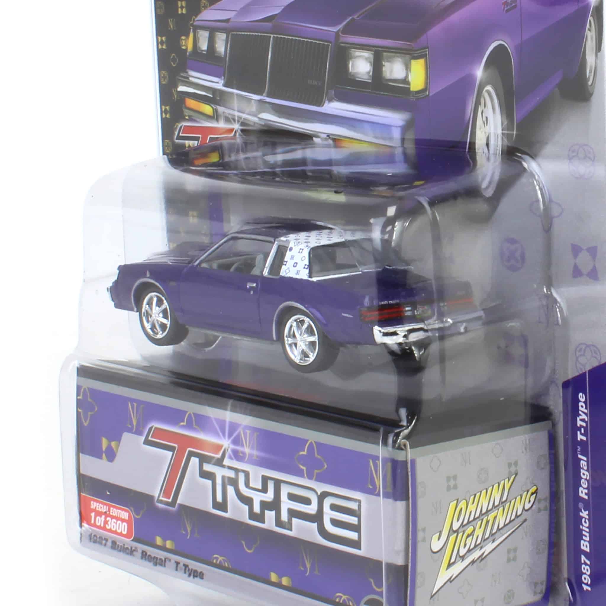 1/64 Johnny Lightning 1987 Buick Regal T-Type Custom, Metallic Purple with White Top, Mijo Exclusive - Image 4