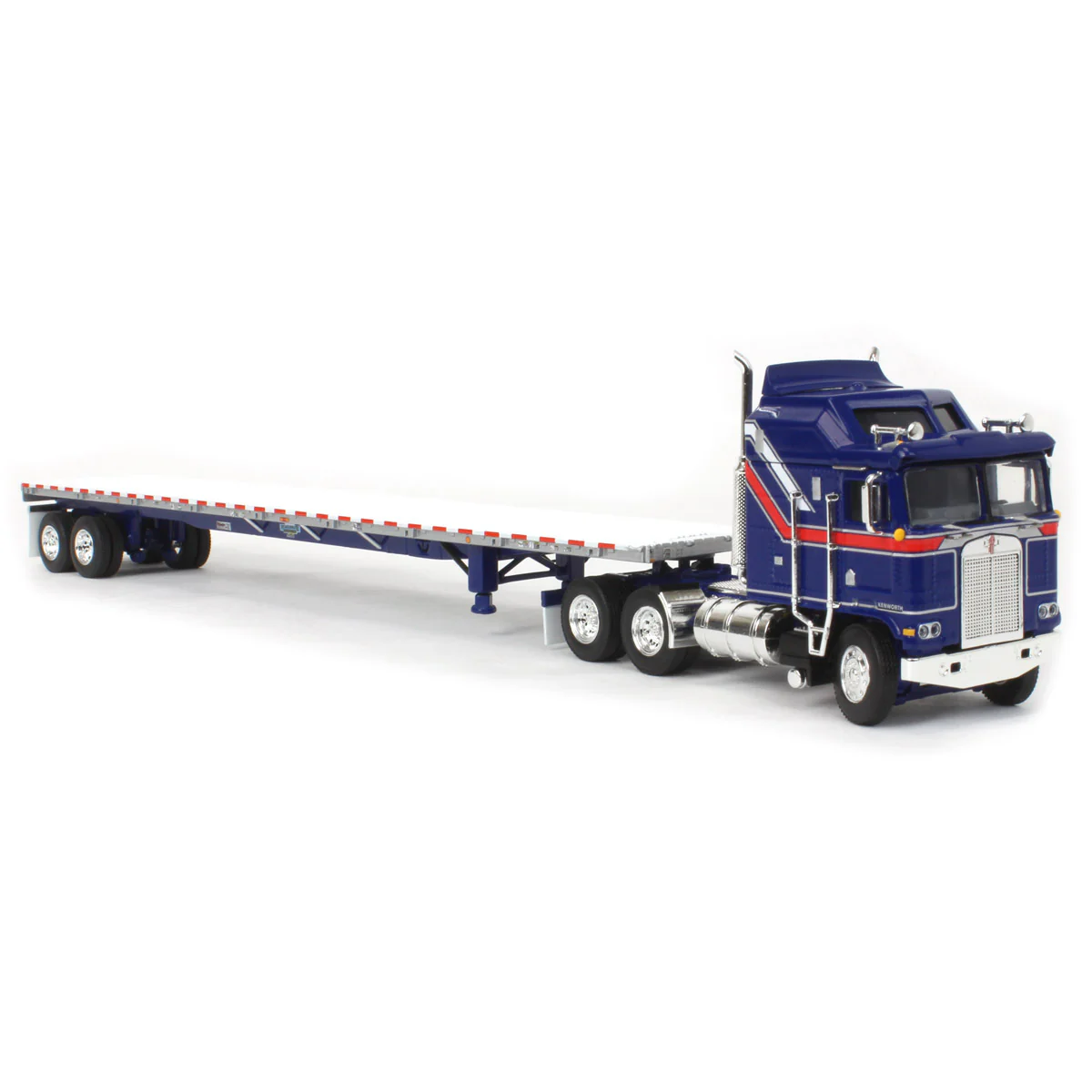 1/64 Kenworth K100 COE Semi Truck with 53ft Wilson Roadbrute Flatbed Trailer, Liberty Series, DCP by First Gear - Image 2