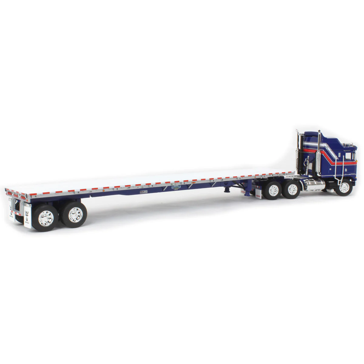 1/64 Kenworth K100 COE Semi Truck with 53ft Wilson Roadbrute Flatbed Trailer, Liberty Series, DCP by First Gear - Image 3