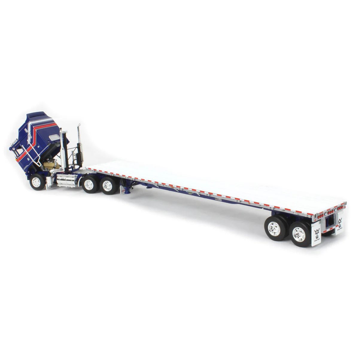 1/64 Kenworth K100 COE Semi Truck with 53ft Wilson Roadbrute Flatbed Trailer, Liberty Series, DCP by First Gear - Image 4