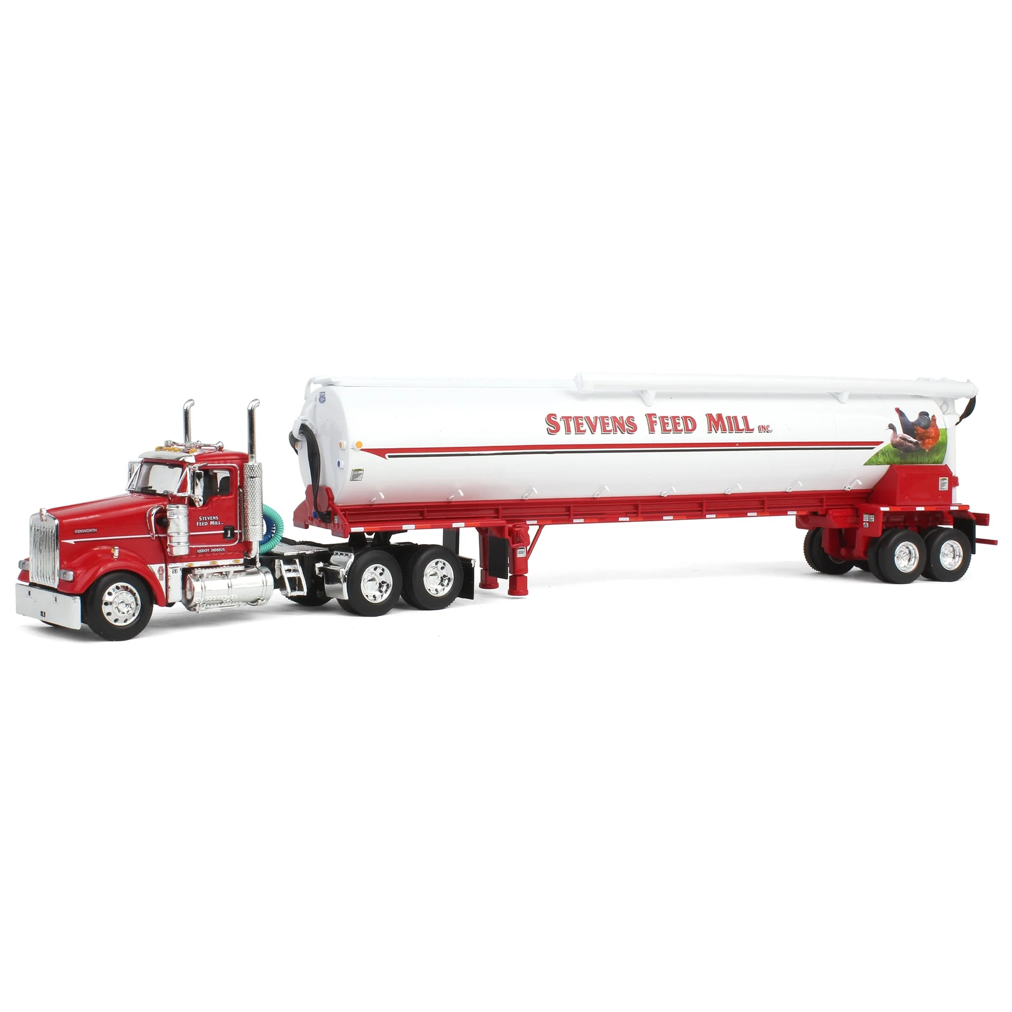1/64 Kenworth Semi Truck with Walinga Feed Trailer, Stevens Feed Mill (Pennsylvania), DCP by First Gear