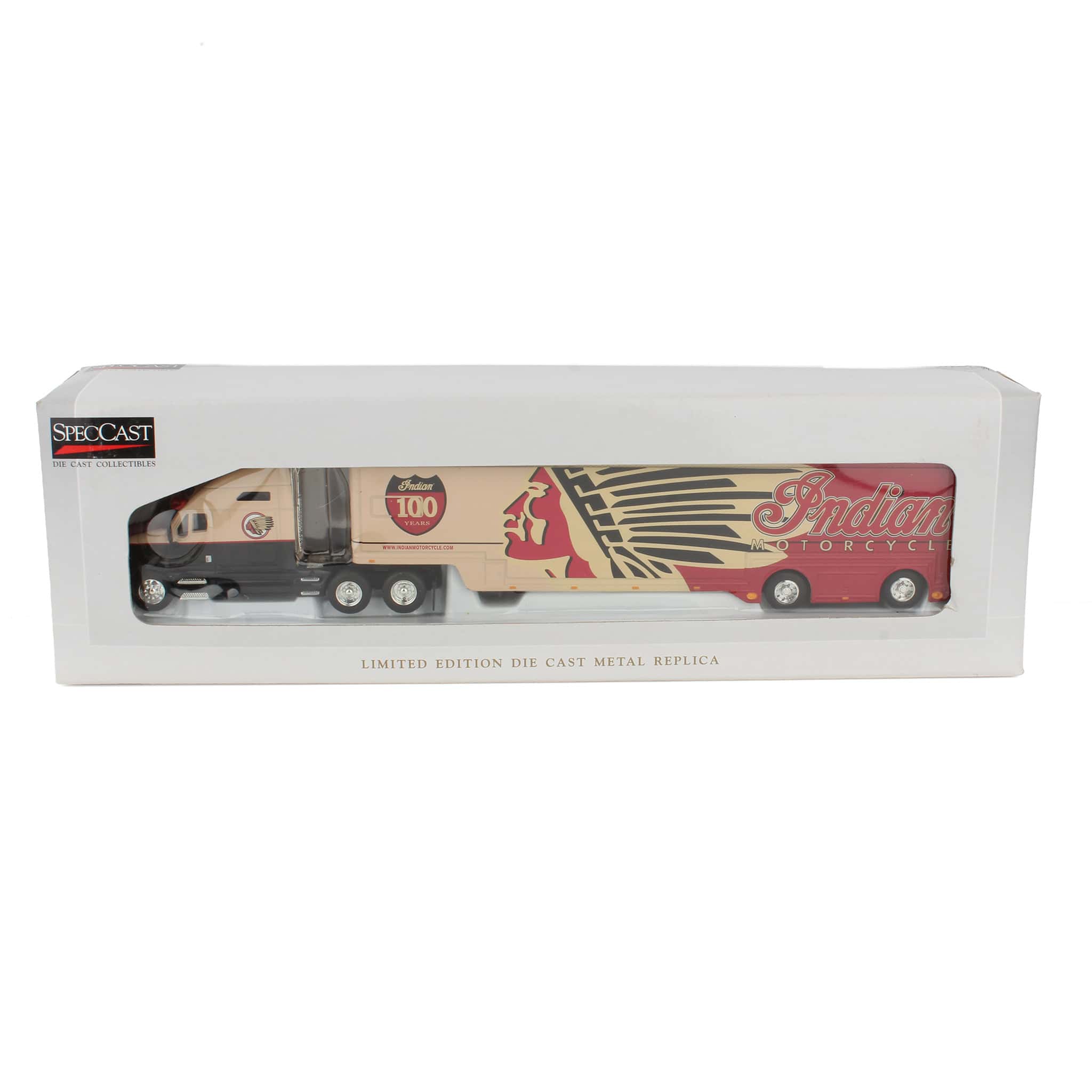 1/64 Kenworth T2000 Semi Truck with Featherlite Trailer by SpecCast, Indian Motorcycles 100 Years