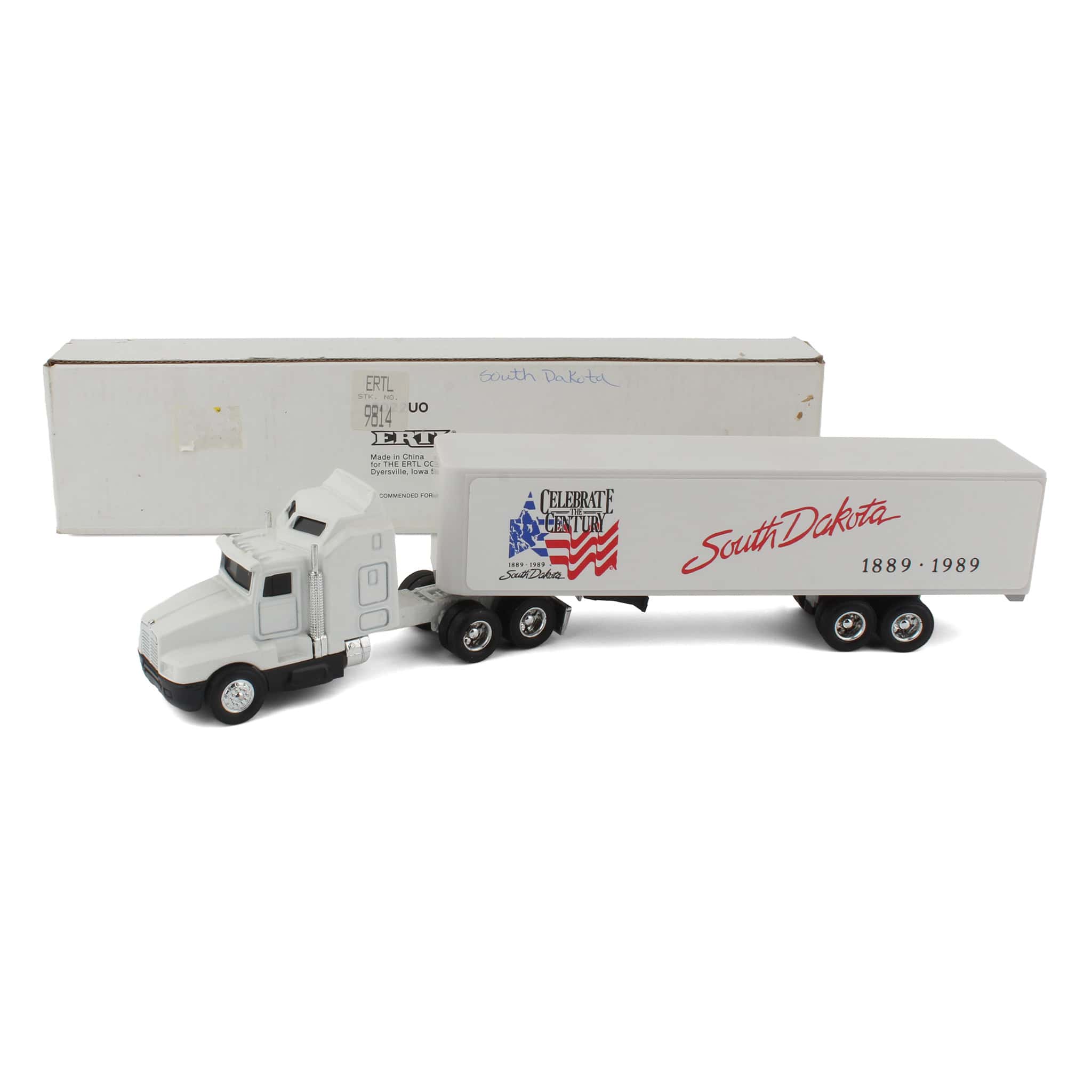 1/64 Kenworth T600A Semi Truck & South Dakota Centennial 1989 Box Trailer by ERTL