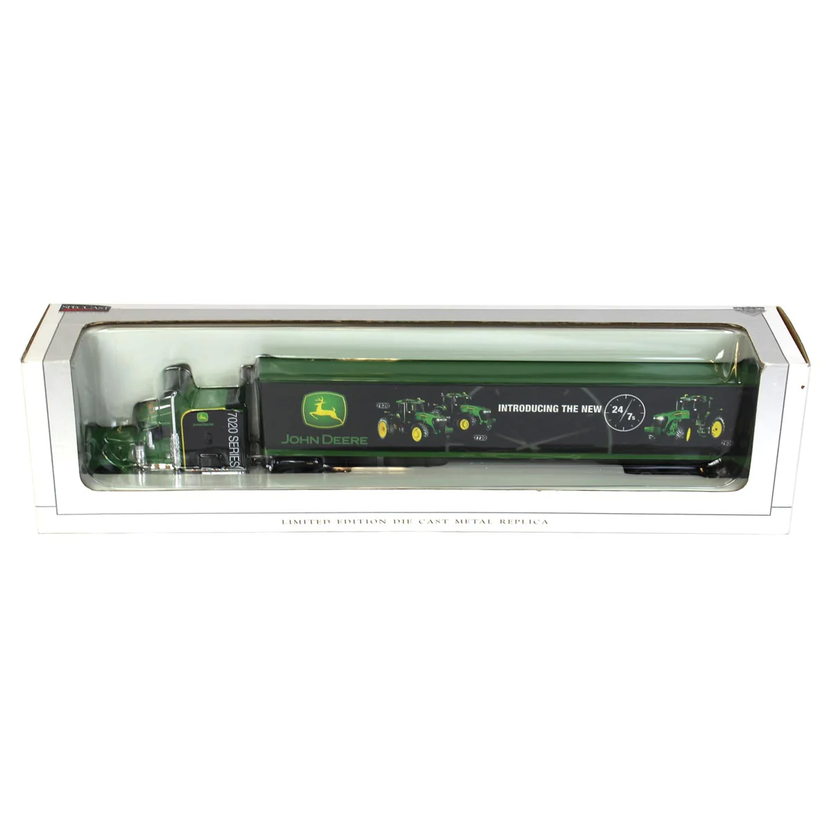 1/64 Kenworth W900 Semi Truck with John Deere 7020 Series Box Trailer by SpecCast
