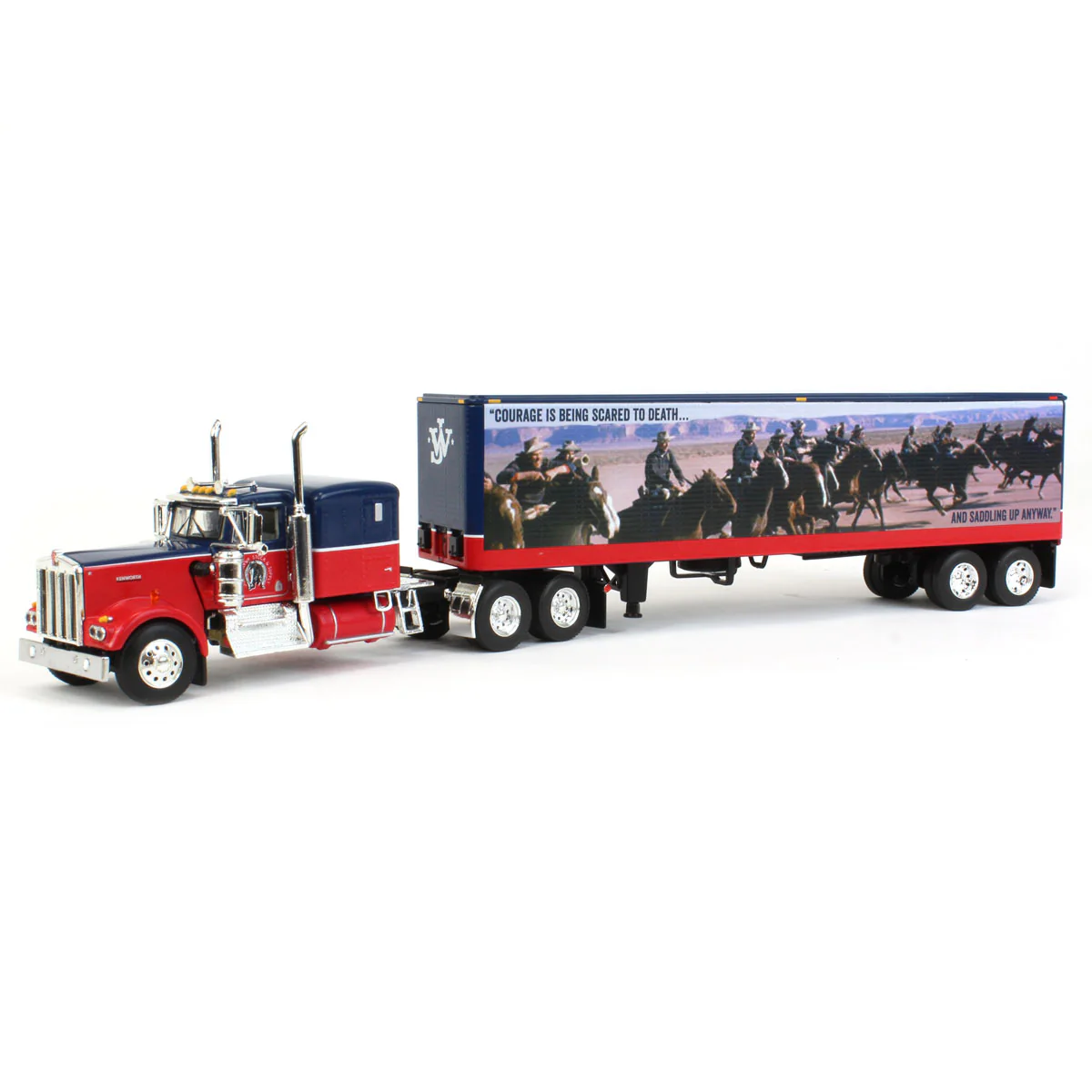 1/64 Kenworth W900A Semi Truck with 40ft Vintage Trailer, John Wayne Courage, DCP by First Gear