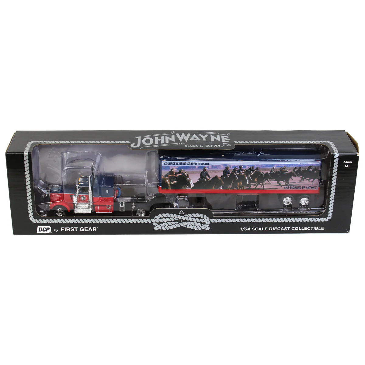 1/64 Kenworth W900A Semi Truck with 40ft Vintage Trailer, John Wayne Courage, DCP by First Gear - Image 5