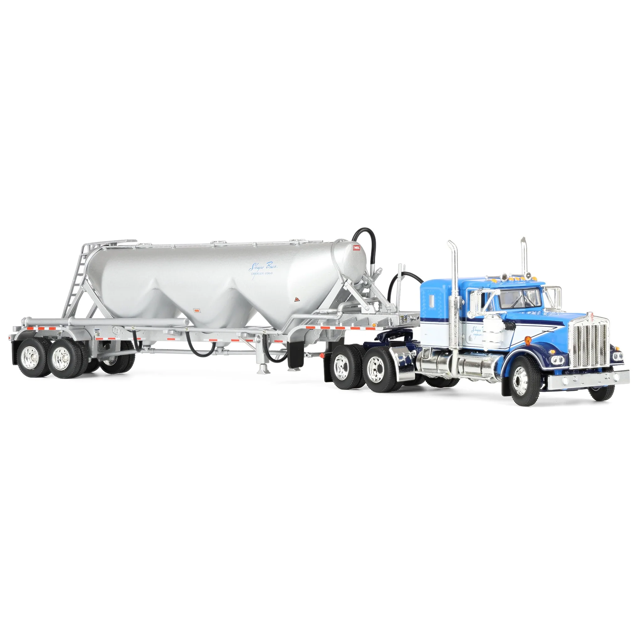 1/64 Kenworth W900A Semi Truck with Heil 3-Hopper Pneumatic Tanker, Shupe Bros Trucking, DCP by First Gear - Image 2