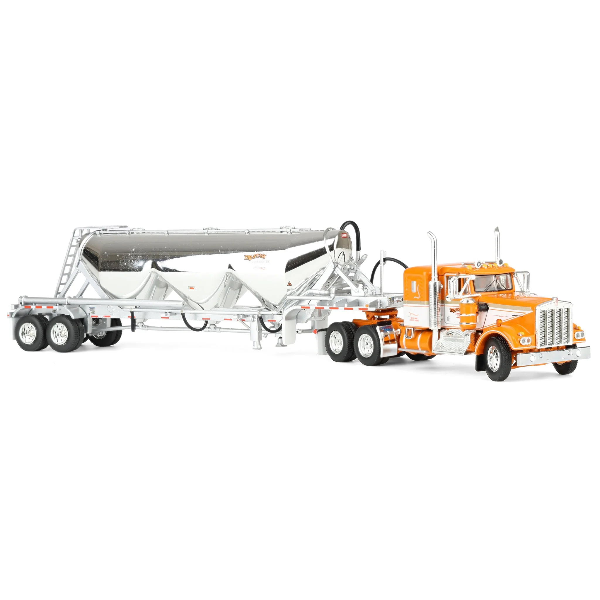 1/64 Kenworth W900A Semi Truck with Heil 3-Hopper Pneumatic Tanker, Tri-State Commodities, DCP by First Gear - Image 2