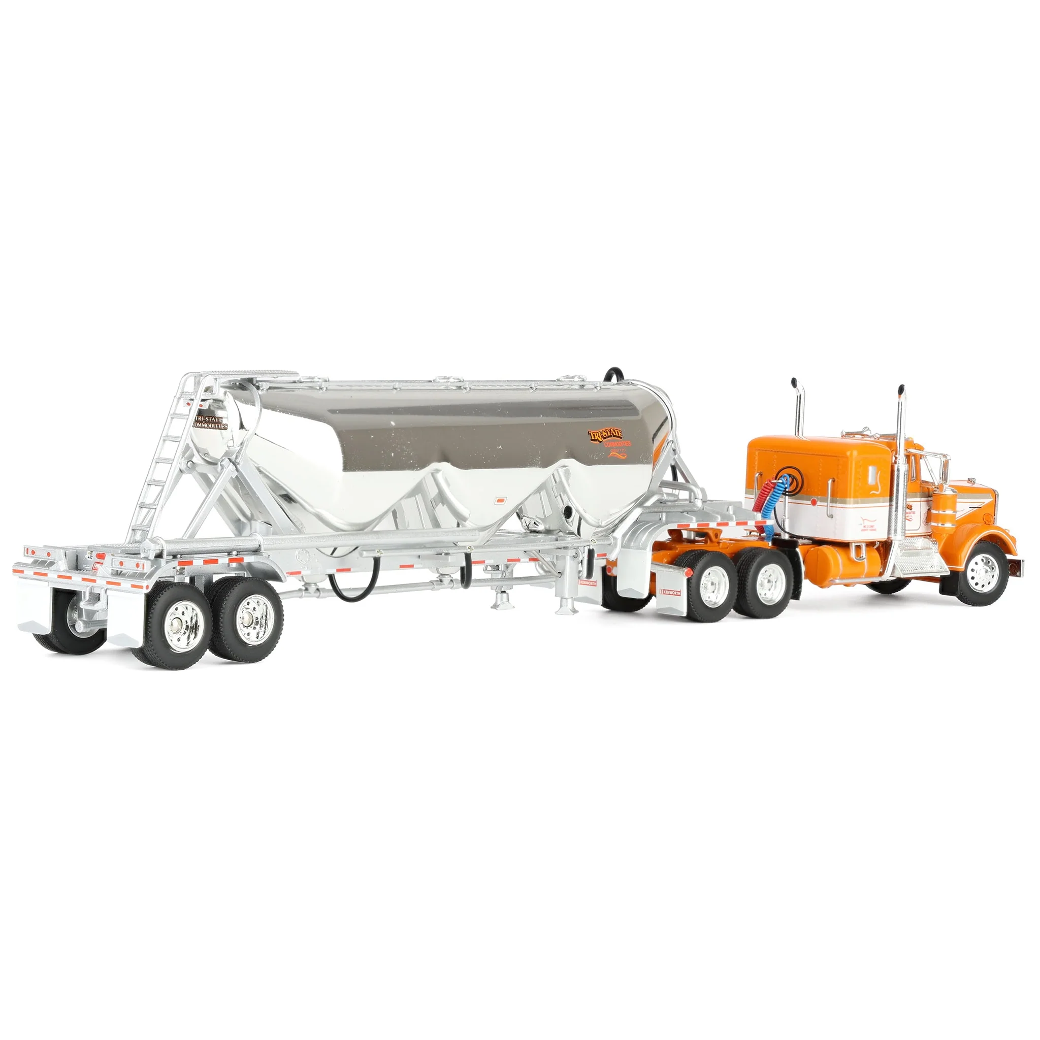 1/64 Kenworth W900A Semi Truck with Heil 3-Hopper Pneumatic Tanker, Tri-State Commodities, DCP by First Gear - Image 3