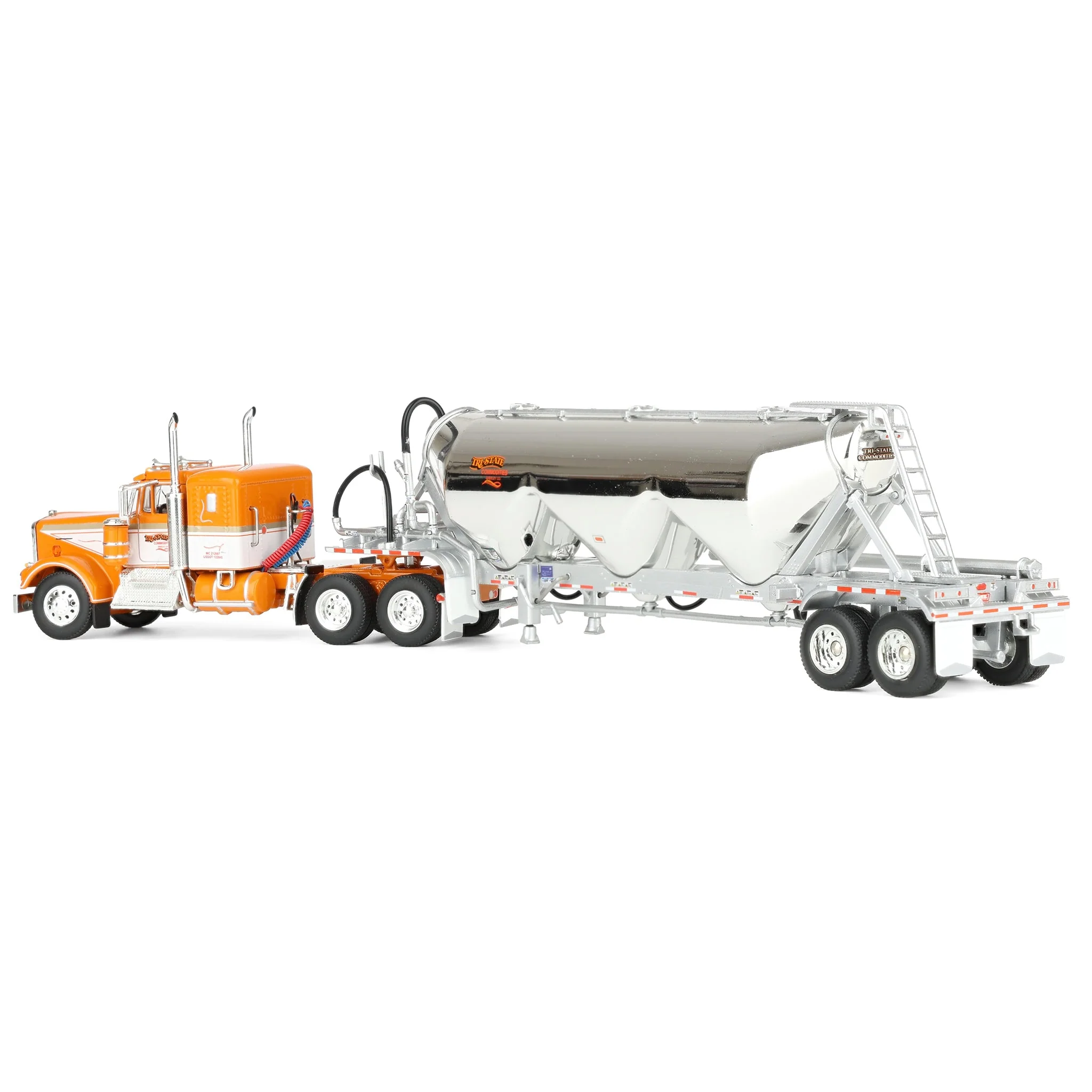 1/64 Kenworth W900A Semi Truck with Heil 3-Hopper Pneumatic Tanker, Tri-State Commodities, DCP by First Gear - Image 4