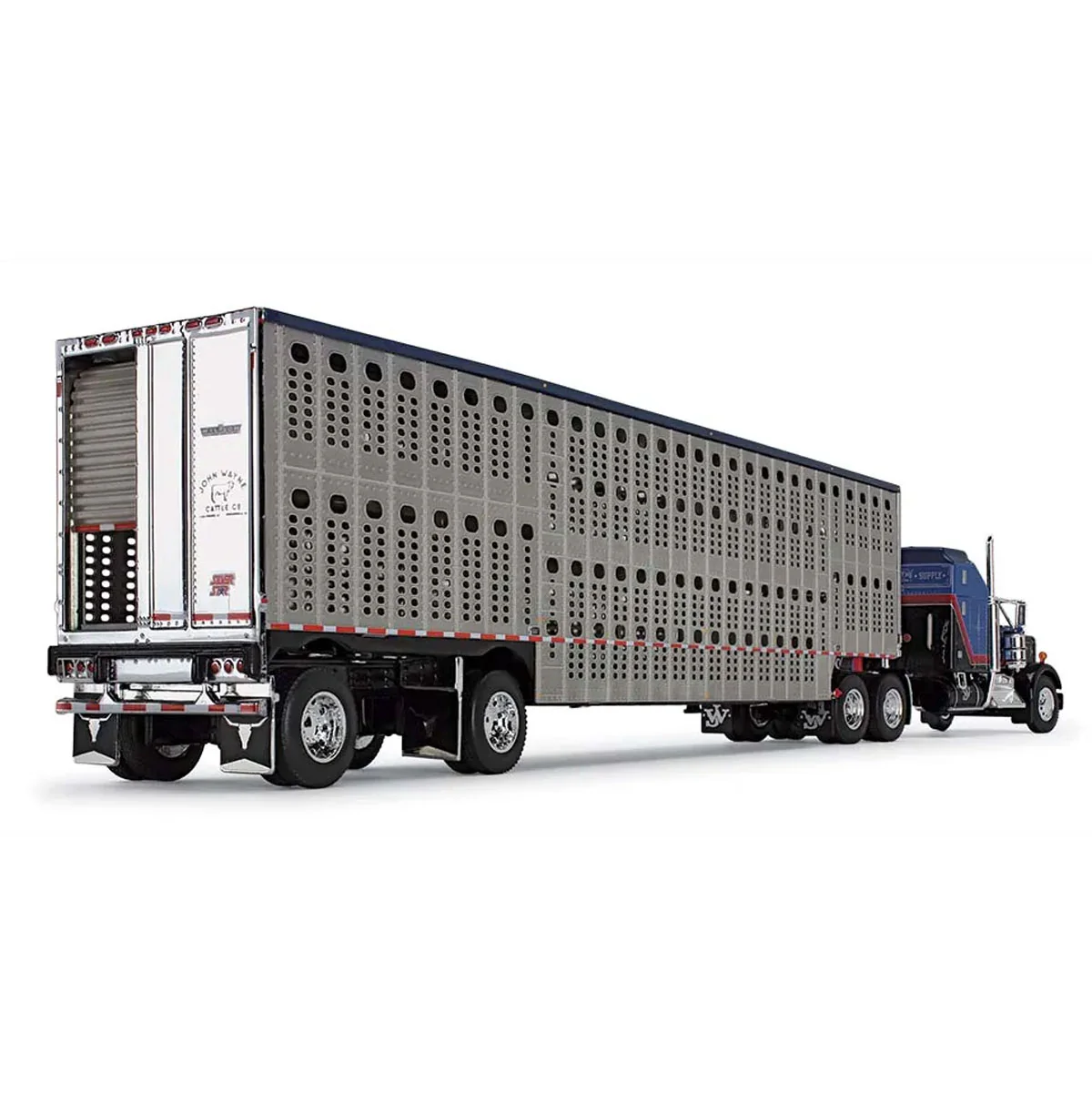 1/64 Kenworth W900A Semi Truck with Wilson Silverstar Livestock Trailer, John Wayne Cattle Co, DCP by First Gear - Image 3
