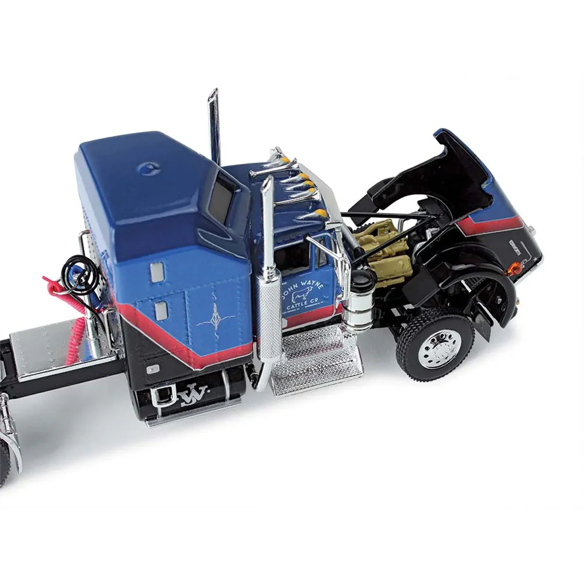 1/64 Kenworth W900A Semi Truck with Wilson Silverstar Livestock Trailer, John Wayne Cattle Co, DCP by First Gear - Image 6
