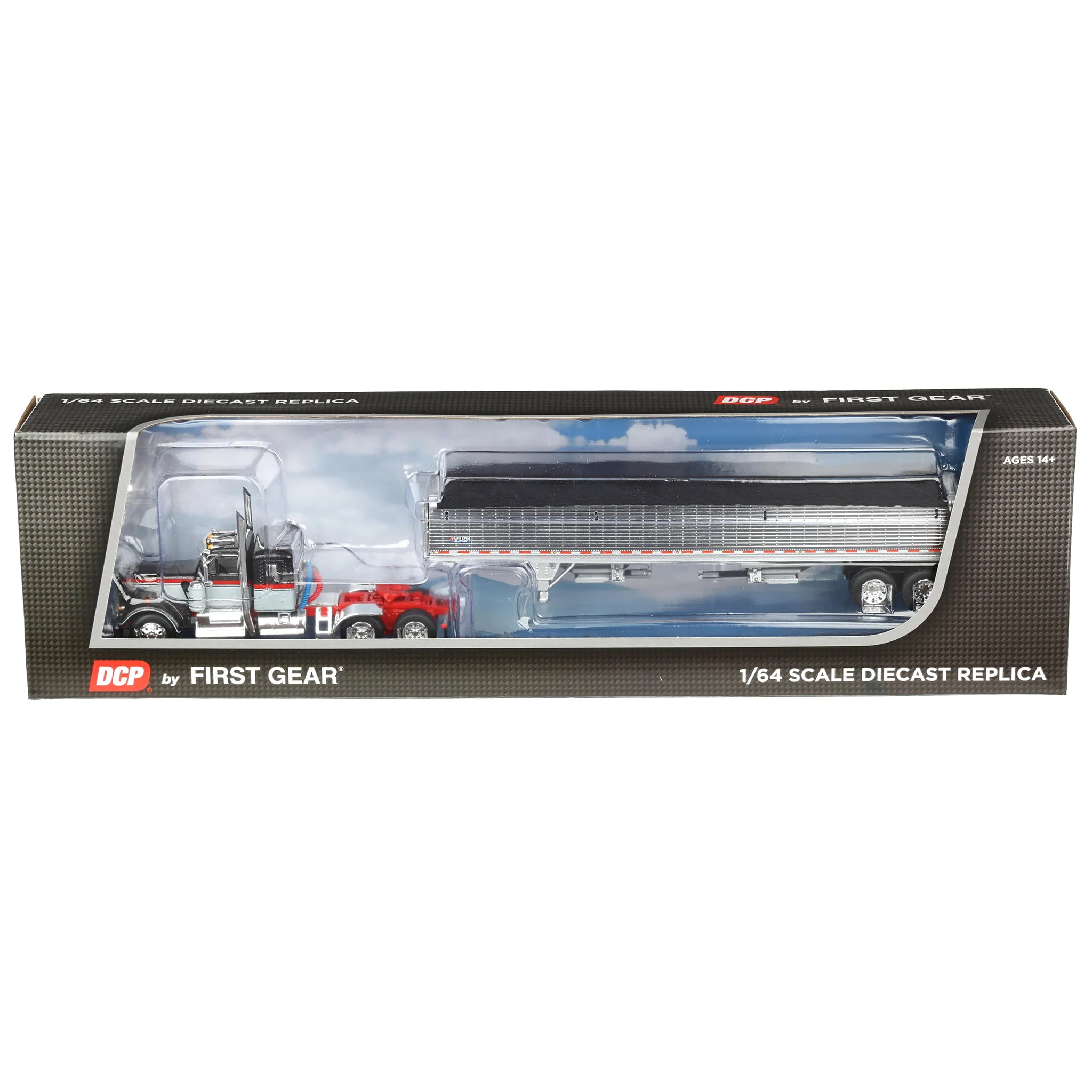 1/64 Kenworth W900A Semi Truck with 43ft Wilson Pacesetter Grain Trailer, Gray/Viper Red, DCP by First Gear - Image 7