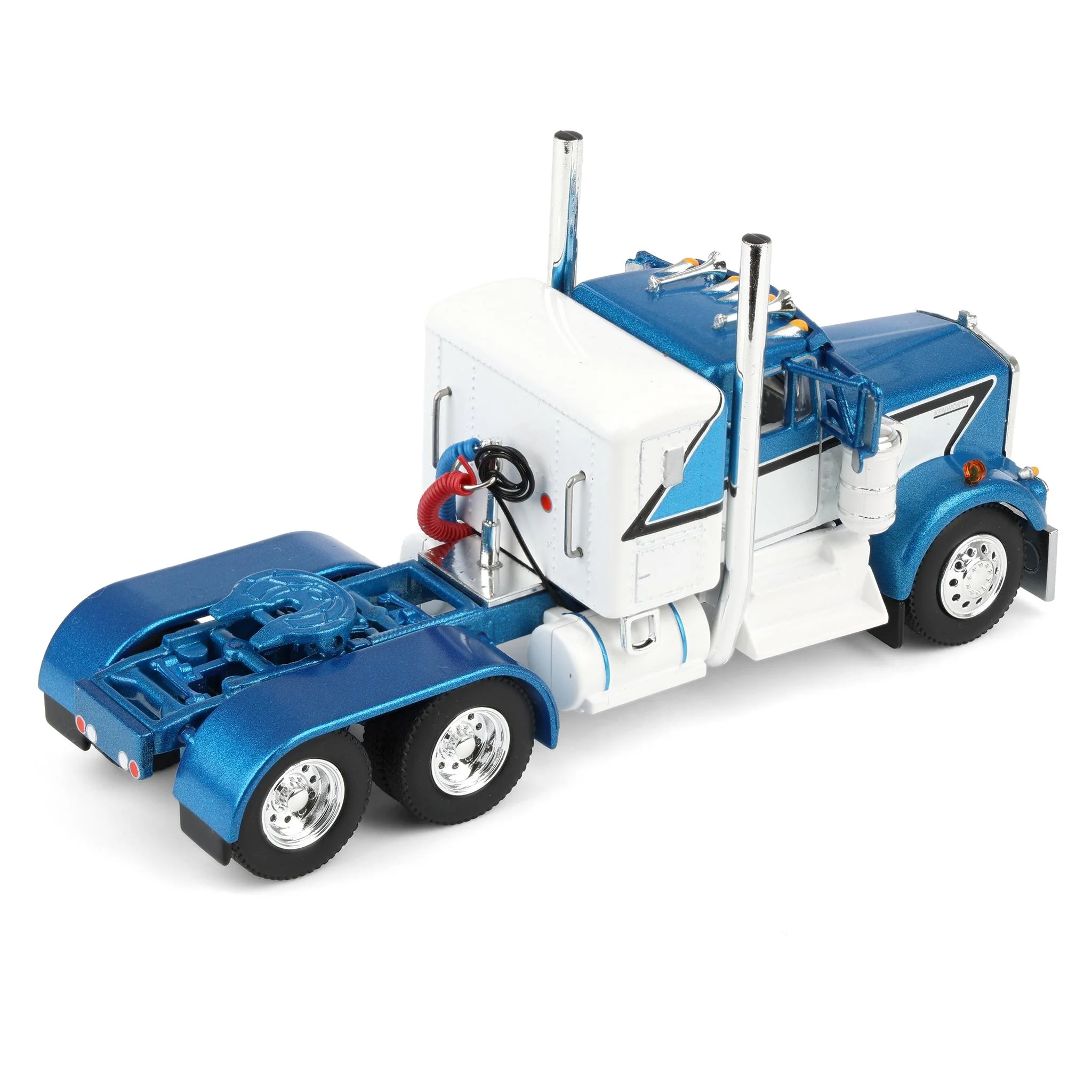 1/64 Kenworth W900A with 45ft Wilson Vintage Livestock Trailer, Mariner Blue/Silver, DCP by First Gear - Image 6