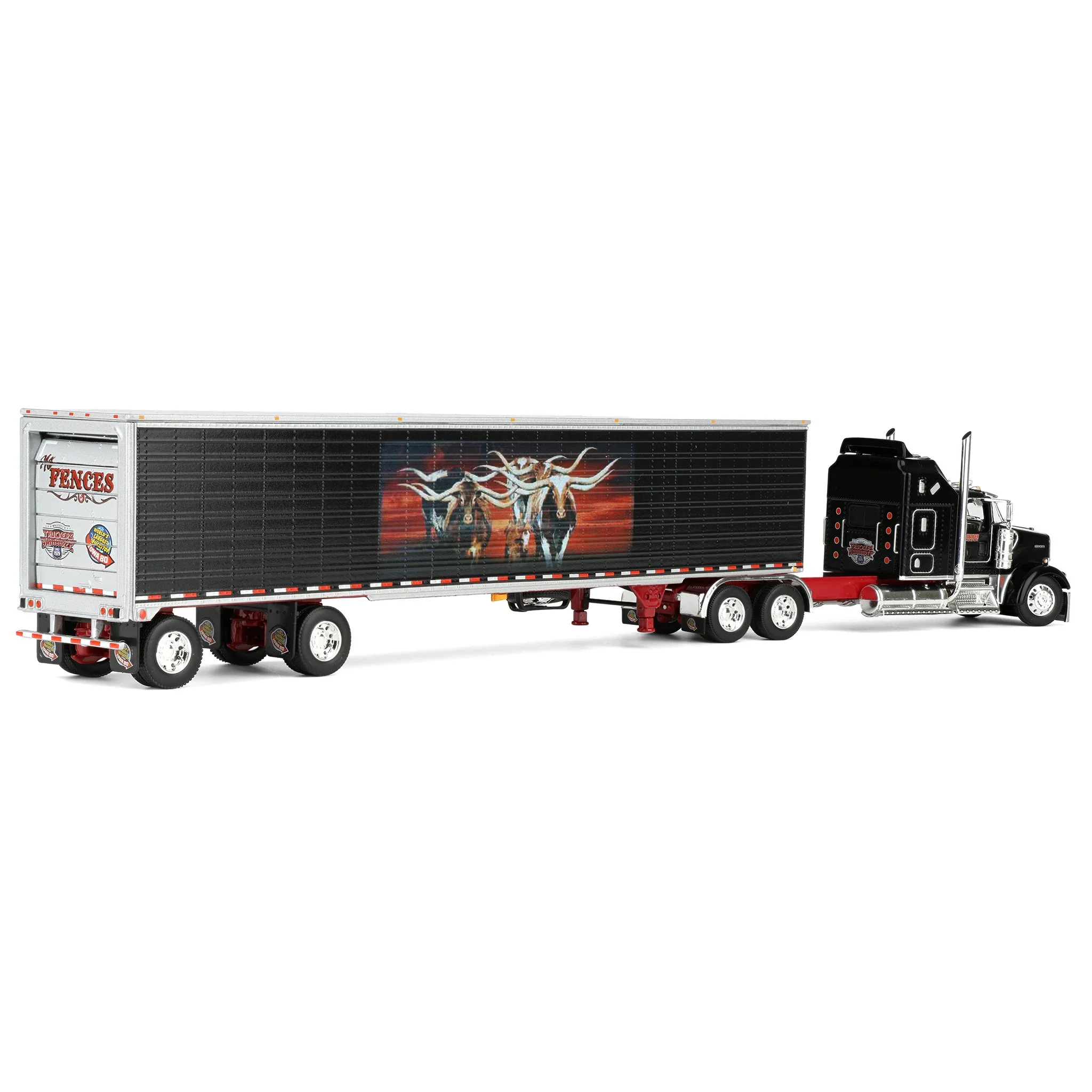 1/64 Kenworth W900L, Jerry Linander "No Fences" Van Trailer, 2025 Walcott Trucker Jamboree, DCP by First Gear - Image 4