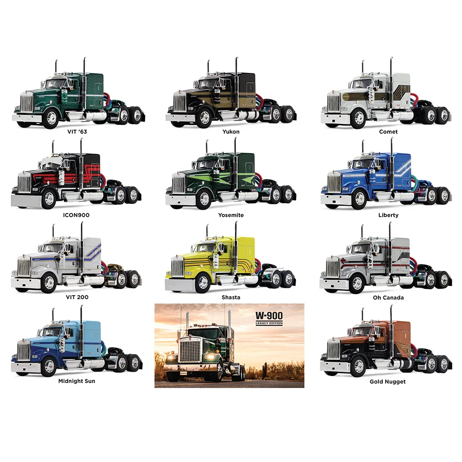 1/64 Kenworth W900L Legacy Edition Set with 11 Trucks, DCP by First Gear Limited Edition - Only 1,000 Made!