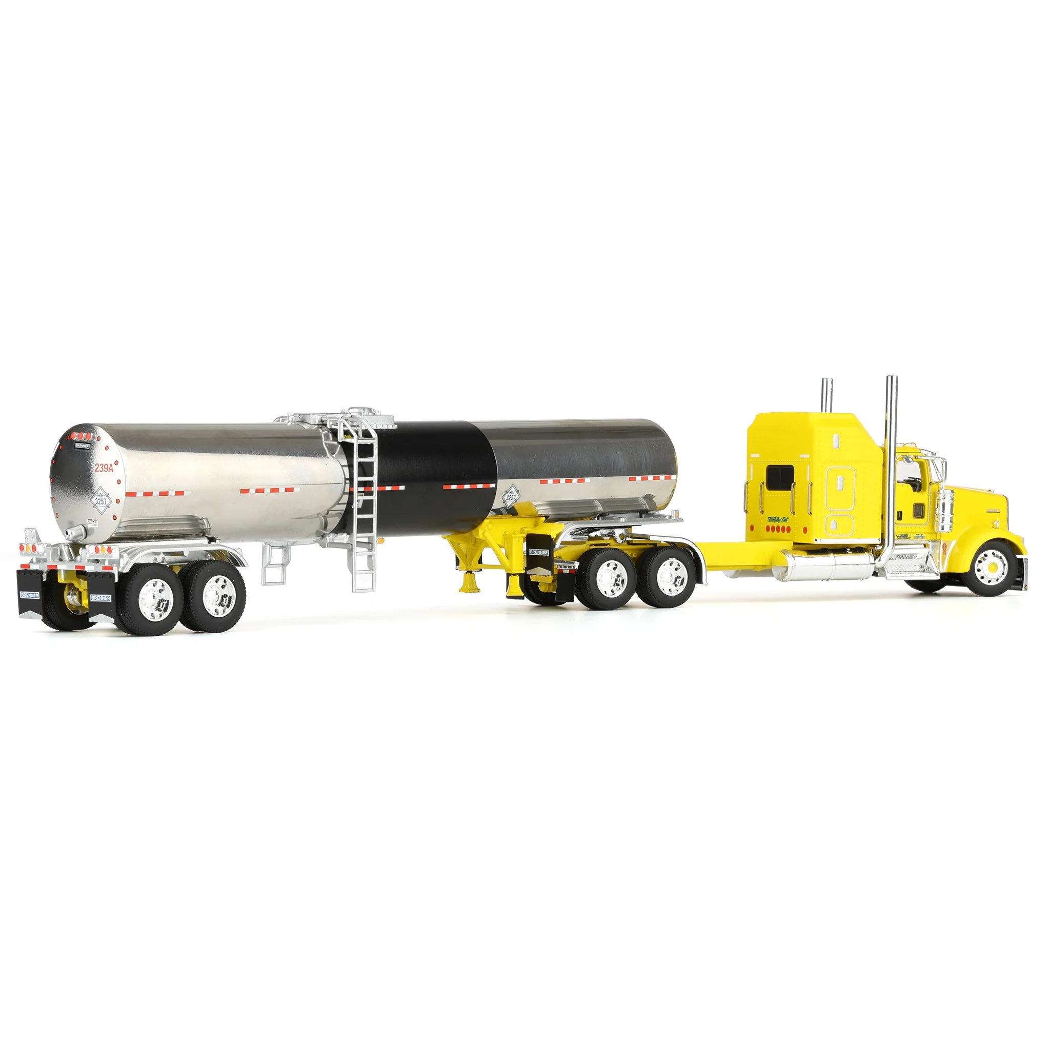 1/64 Kenworth W900L Semi with Brenner Tanker, Double C Transport, DCP by First Gear Dealer Exclusive - Image 3
