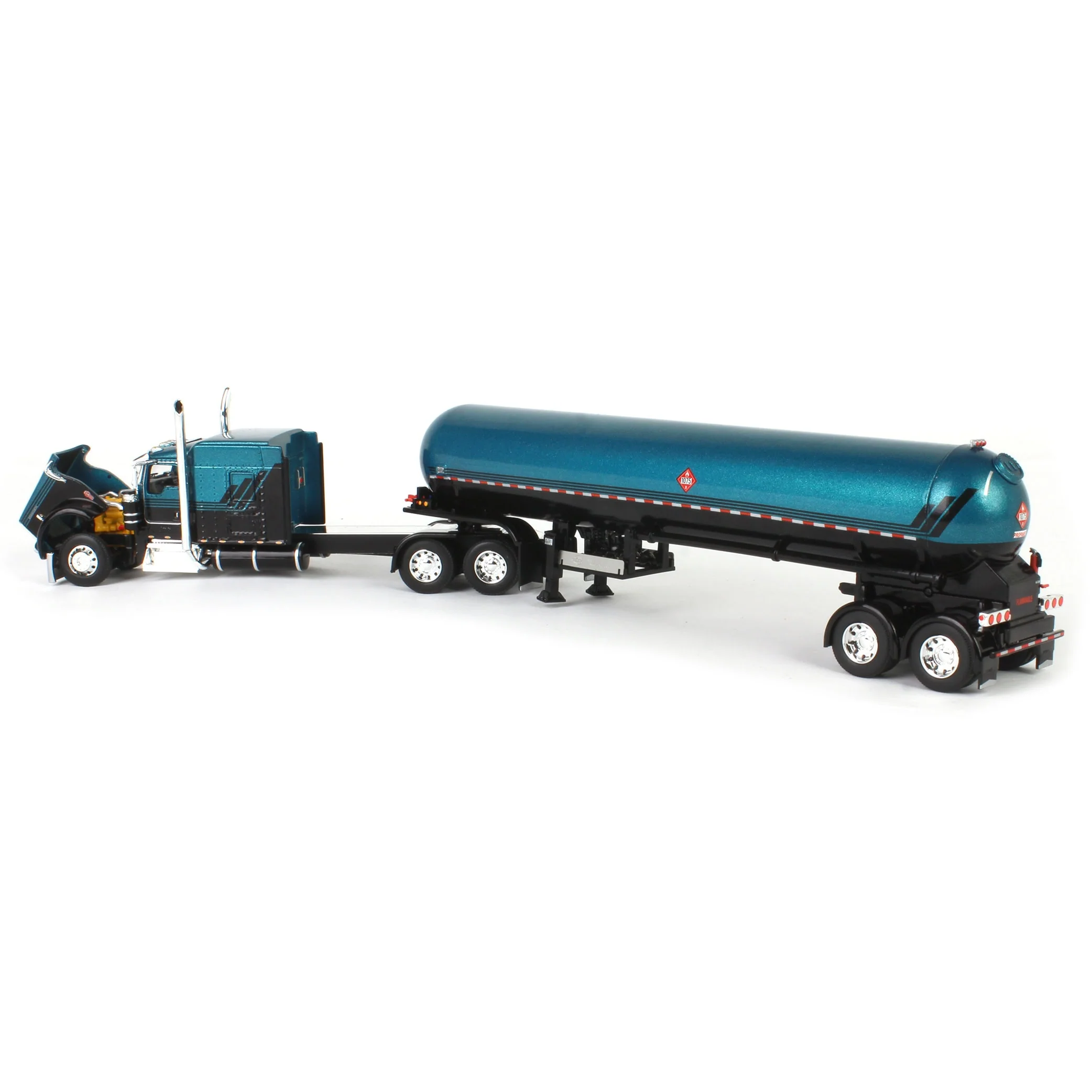1/64 Kenworth W900L Semi with Mississippi LP Tanker, Turquoise & Black, DCP by First Gear - Image 4
