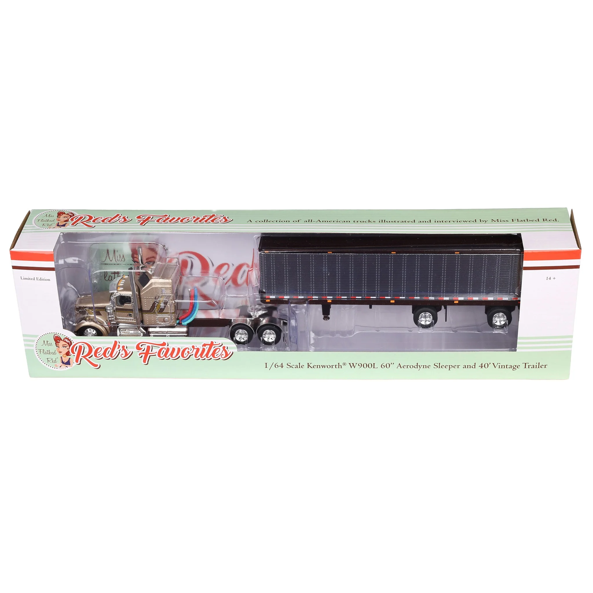 1/64 Kenworth W900L with 40ft Vintage Trailer, Red's Favorites #1: Jason Sanders, DCP by First Gear - Image 6