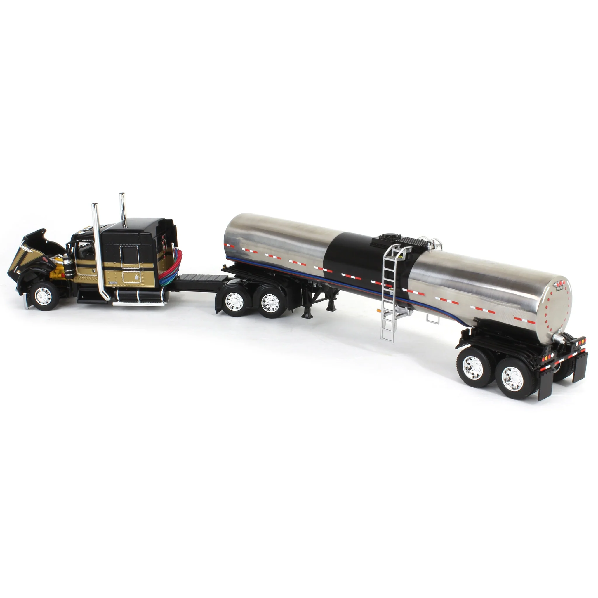 1/64 Kenworth W900L with 72in Aerocab Sleeper & Brenner Tanker, Black & Gold, DCP by First Gear Limited Edition - Image 4