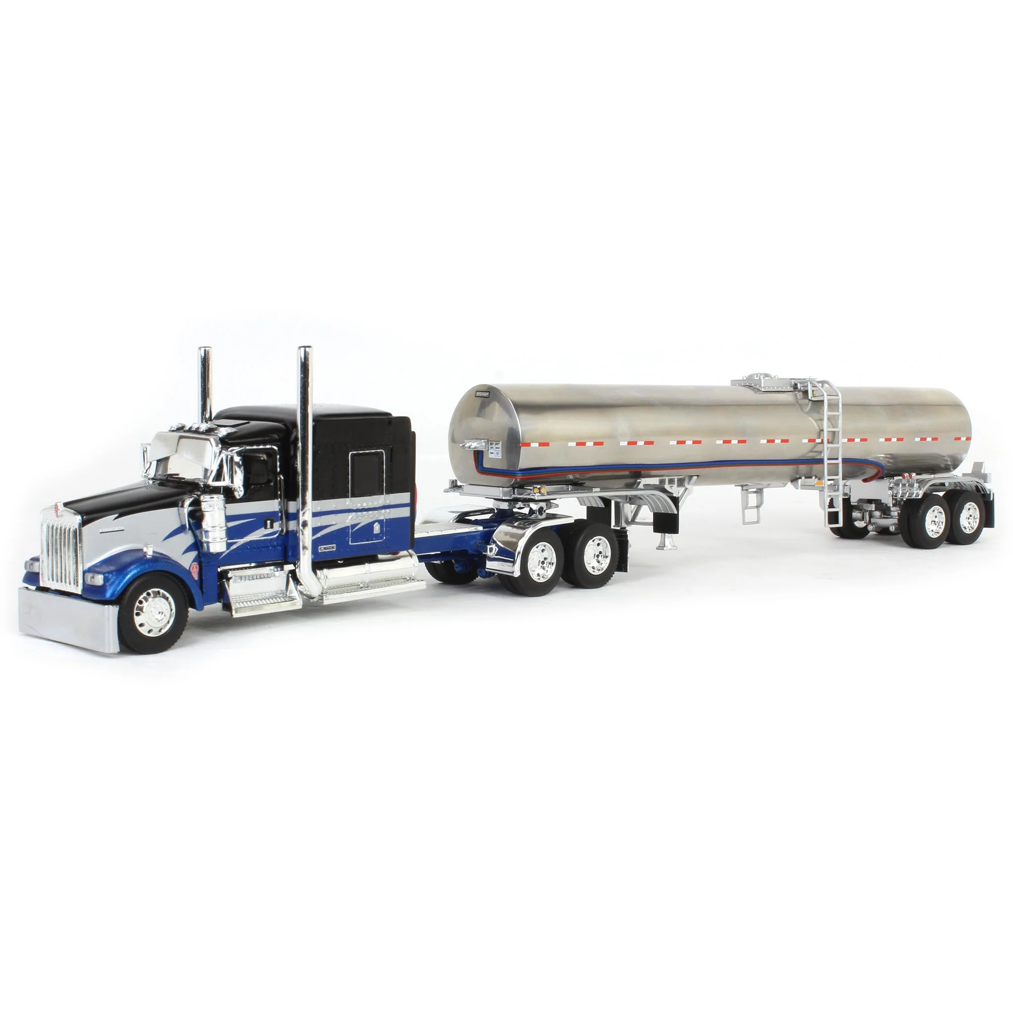 1/64 Kenworth W900L with 72in Aerocab Sleeper & Brenner Tanker, Blue, Black & Silver, DCP by First Gear Limited Edition
