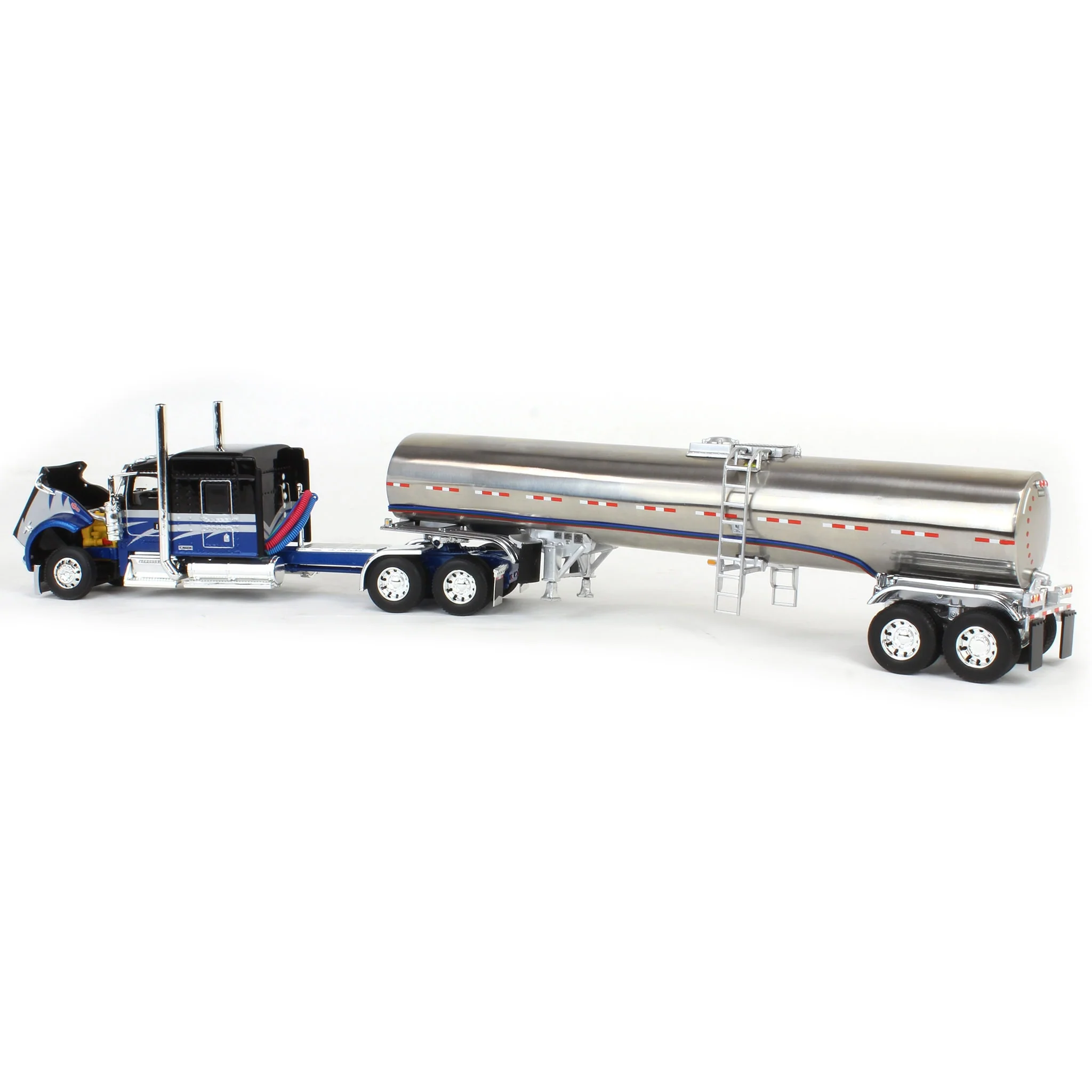 1/64 Kenworth W900L with 72in Aerocab Sleeper & Brenner Tanker, Blue, Black & Silver, DCP by First Gear Limited Edition - Image 4