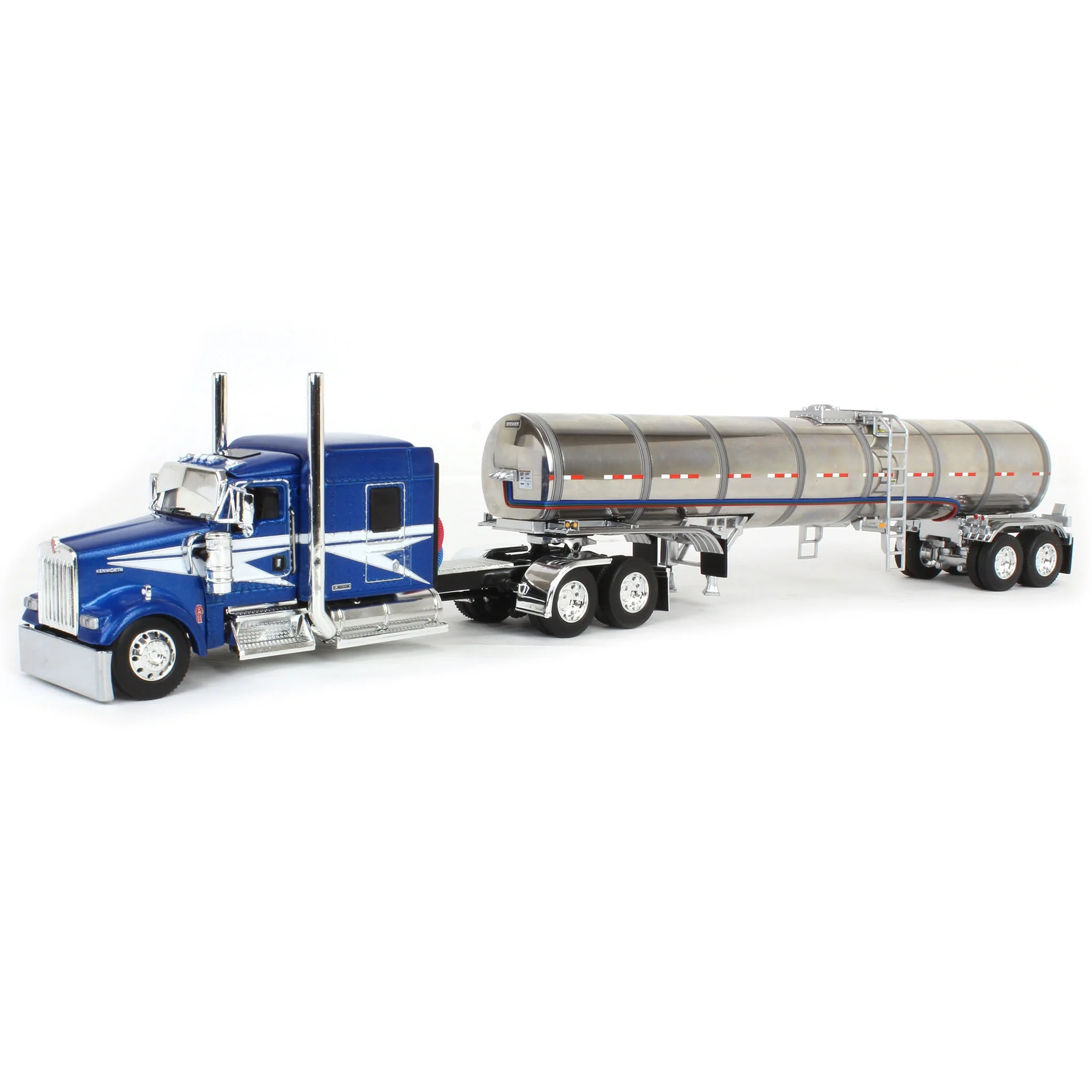 1/64 Kenworth W900L with 72in Aerocab Sleeper & Brenner Tanker, Blue & White, DCP by First Gear Limited Edition