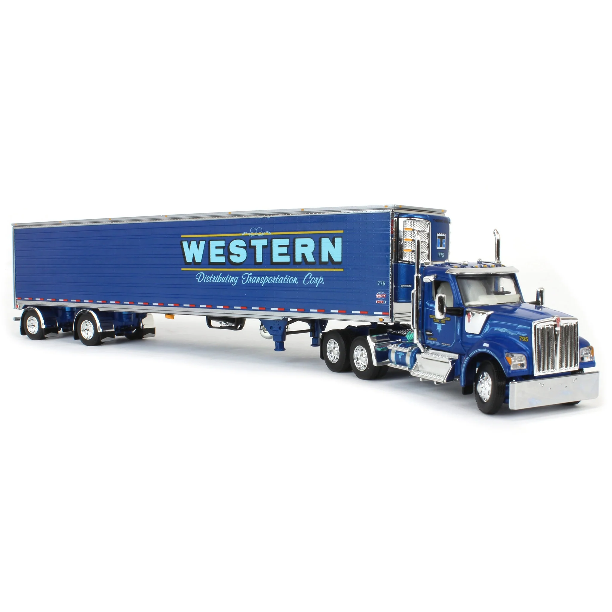1/64 Kenworth W990 Day Cab with 53ft Utility Reefer Trailer, Western Distributing, DCP by First Gear - Image 2