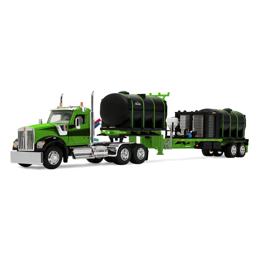 1/64 Kenworth W990 Semi Truck with DEMCO Liquid Fertilizer Tender Trailer, Green/Black, DCP by First Gear