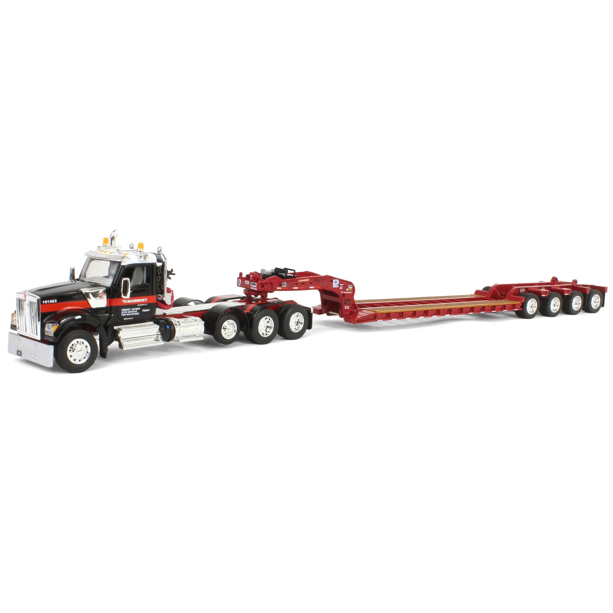 1/64 Kenworth W990 with Tri-axle Fontaine Magnitude Lowboy Trailer, Mammoet, DCP by First Gear