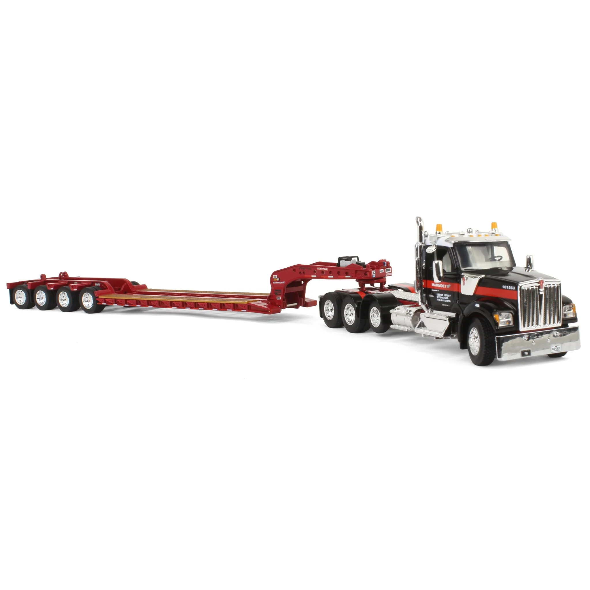 1/64 Kenworth W990 with Tri-axle Fontaine Magnitude Lowboy Trailer, Mammoet, DCP by First Gear - Image 2