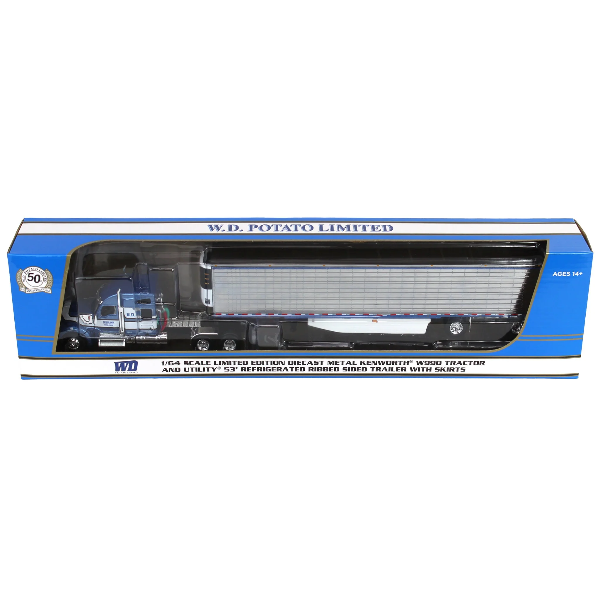 1/64 Kenworth W990 with Utility Reefer Trailer, W.D. Potato Limited, DCP by First Gear - Image 6
