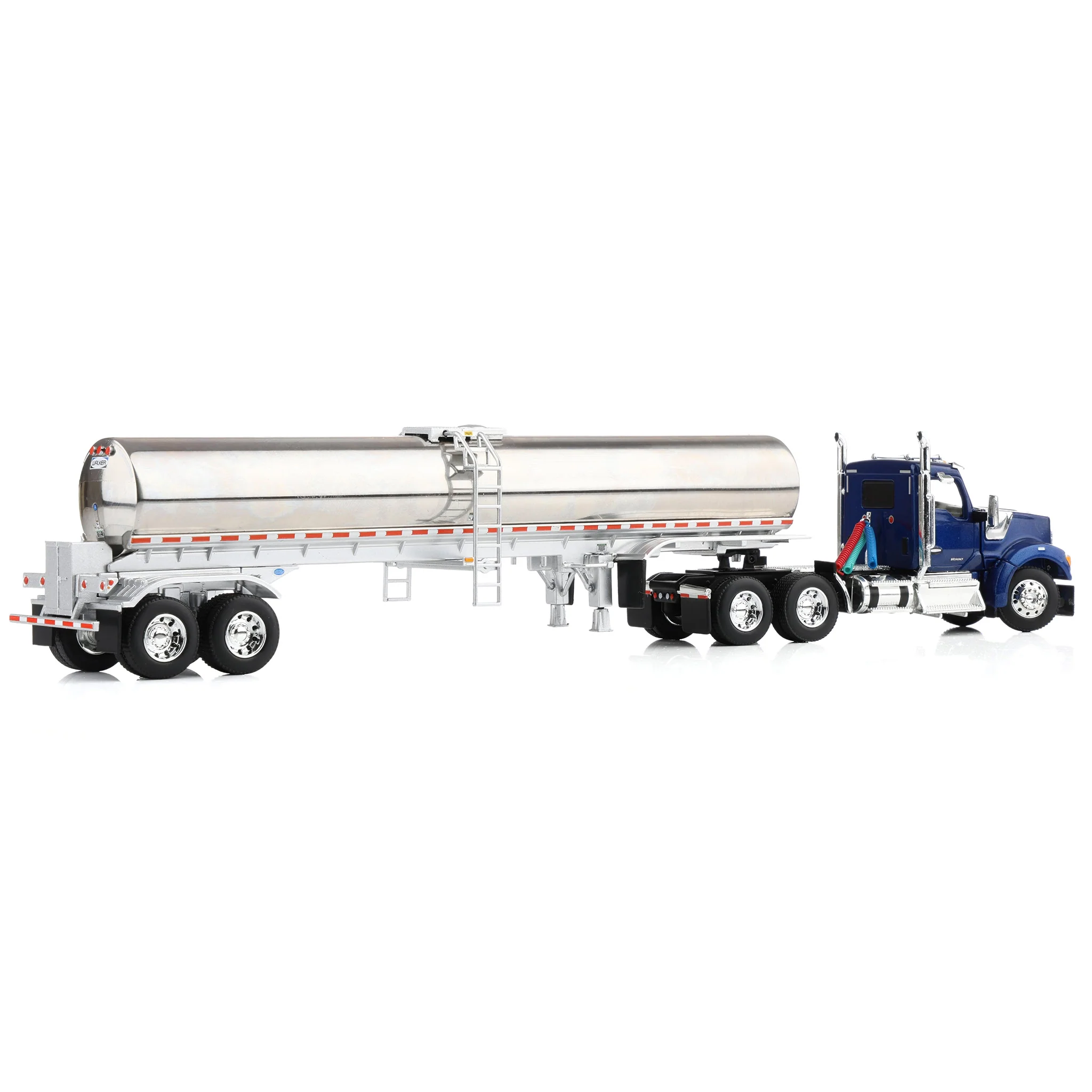 1/64 Kenworth W990 with Walker Milk Tank Trailer, Viper Blue, DCP by First Gear - Image 3